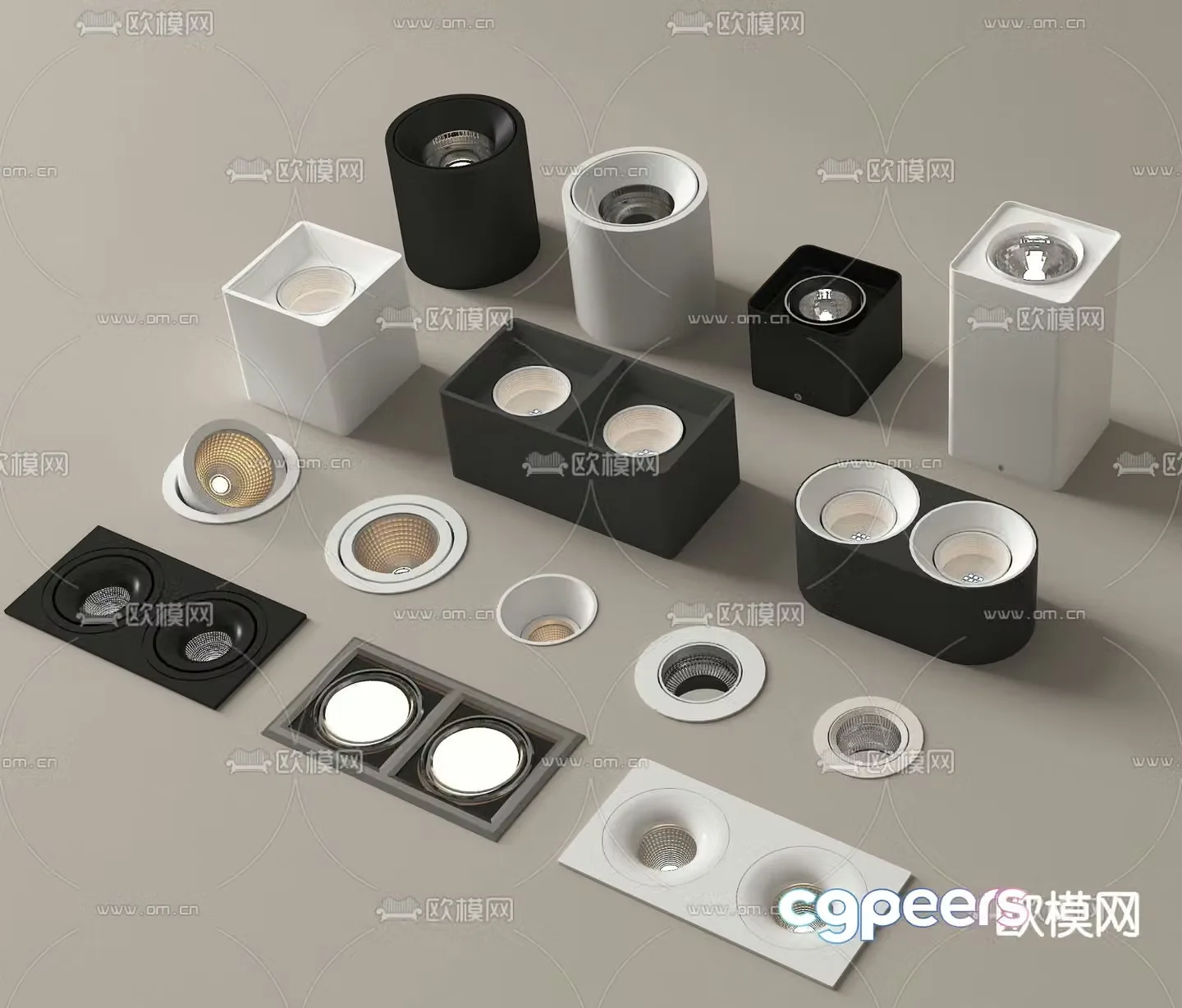 Downlight Spotlight Bull’s Eye Lamp Long Downlight 3d model