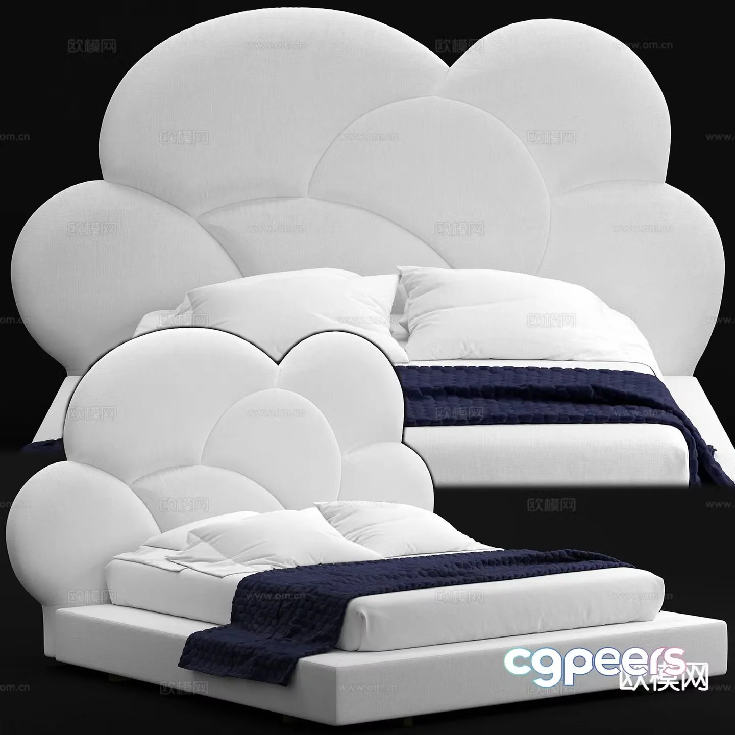 Modern double bed 3d model