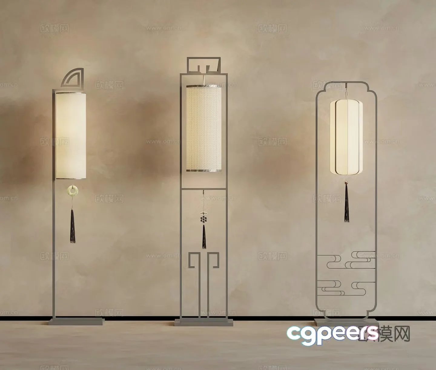 New Chinese style floor lamp 3d model