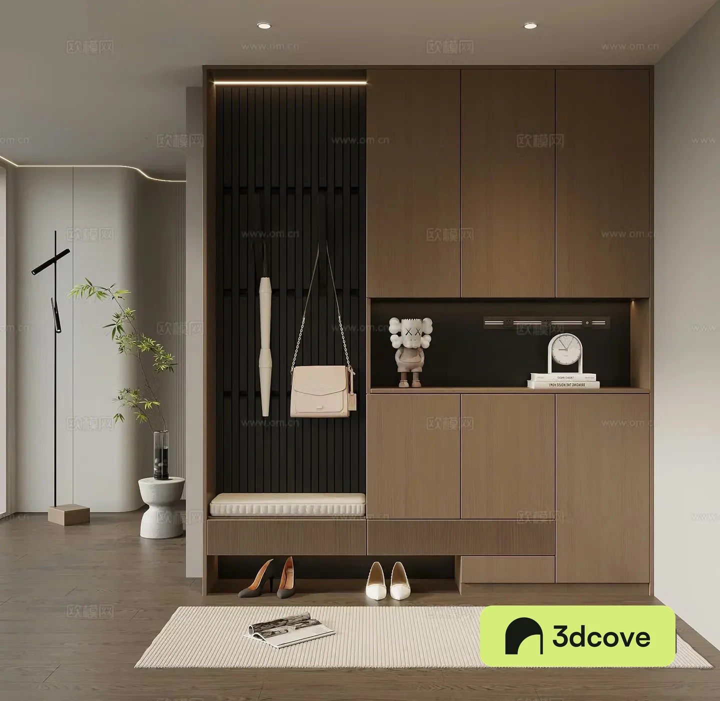 Italian minimalist porch cabinet door-entry shoe cabinet porch background