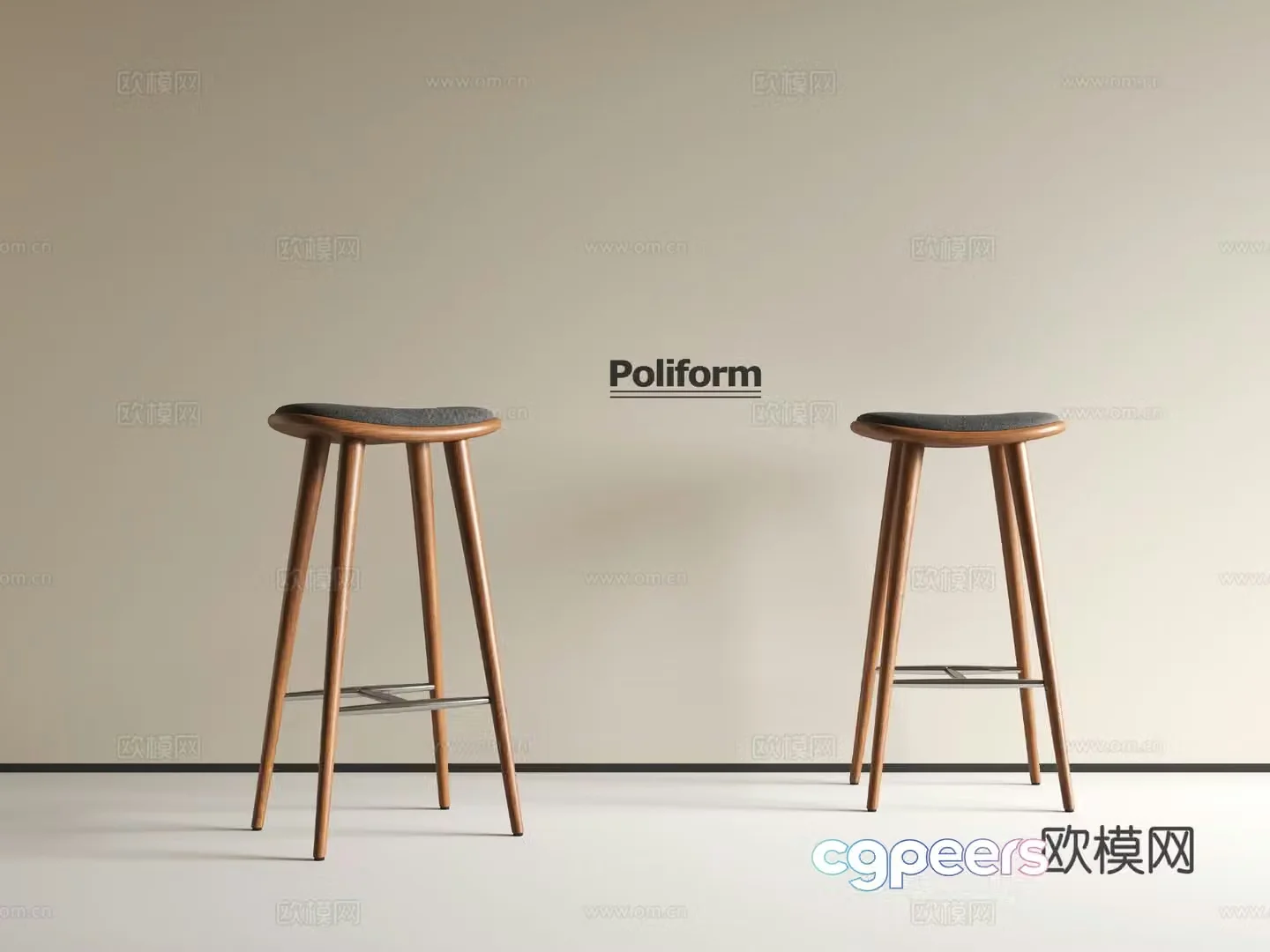 Medieval style bar chair bar stool high stool 3D model