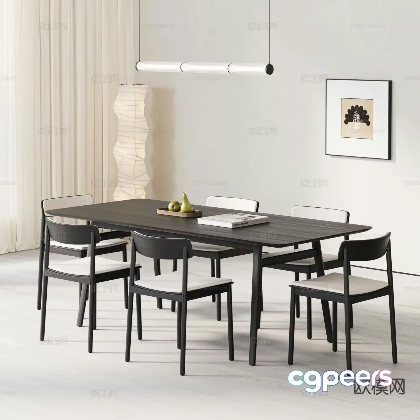 Medieval style dining table and chairs 3d model