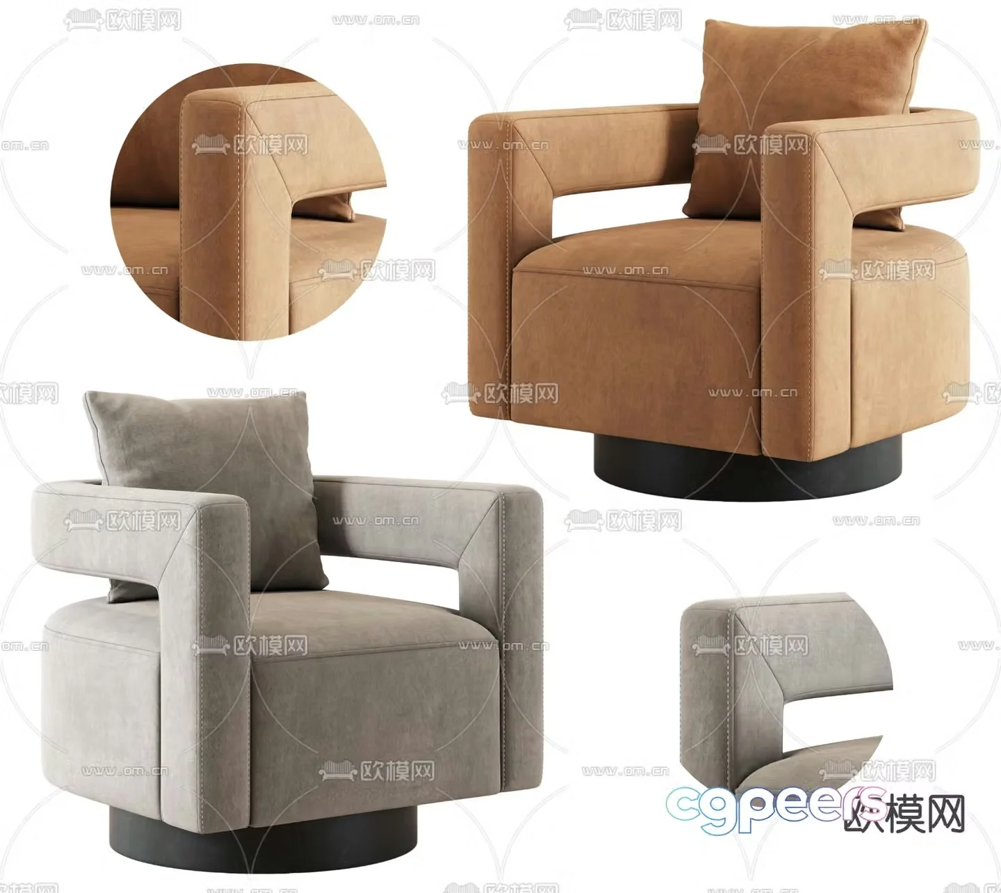 BAXTER fabric leisure chair 3d model