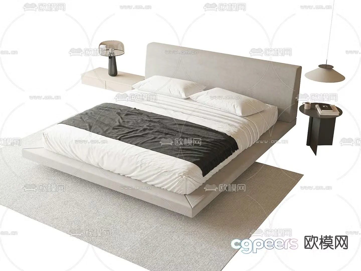 Modern double bed 3d model