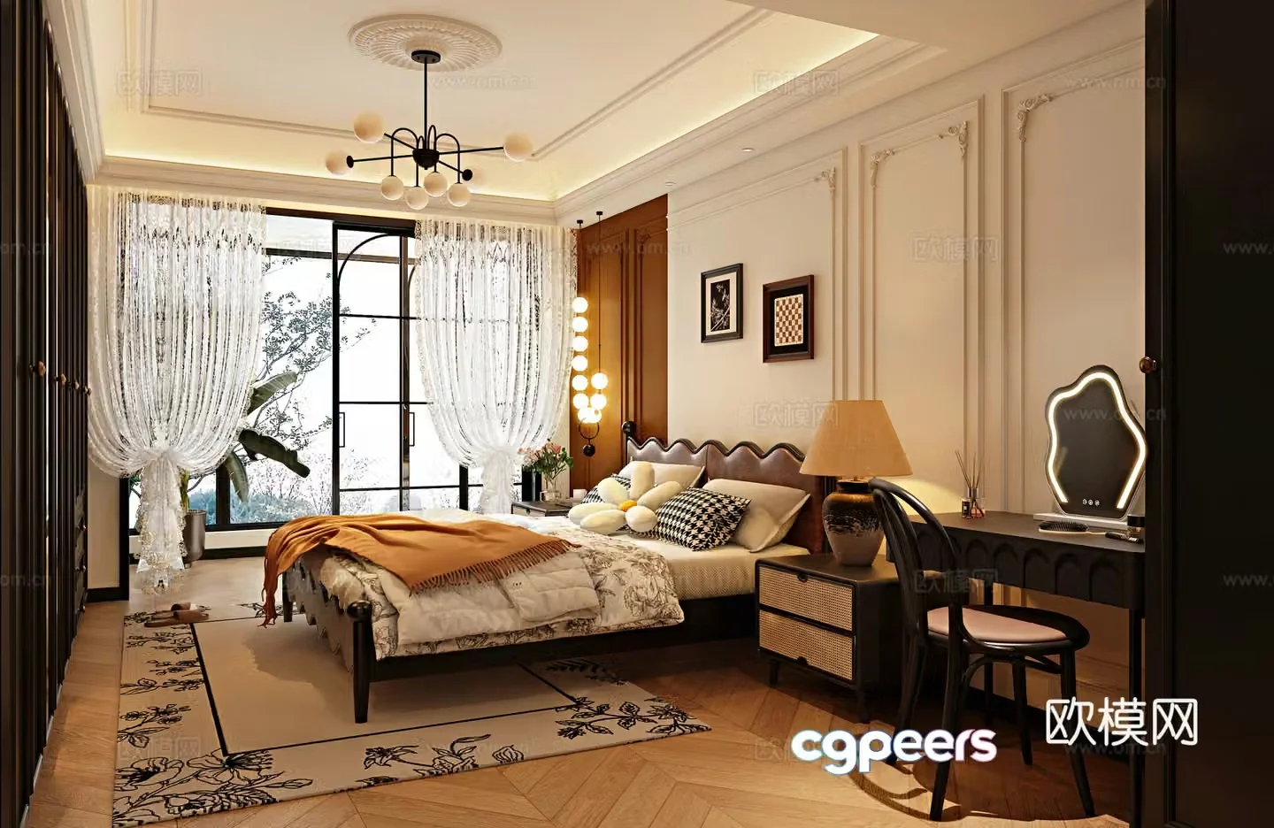 French bedroom second bedroom girl room 3d model