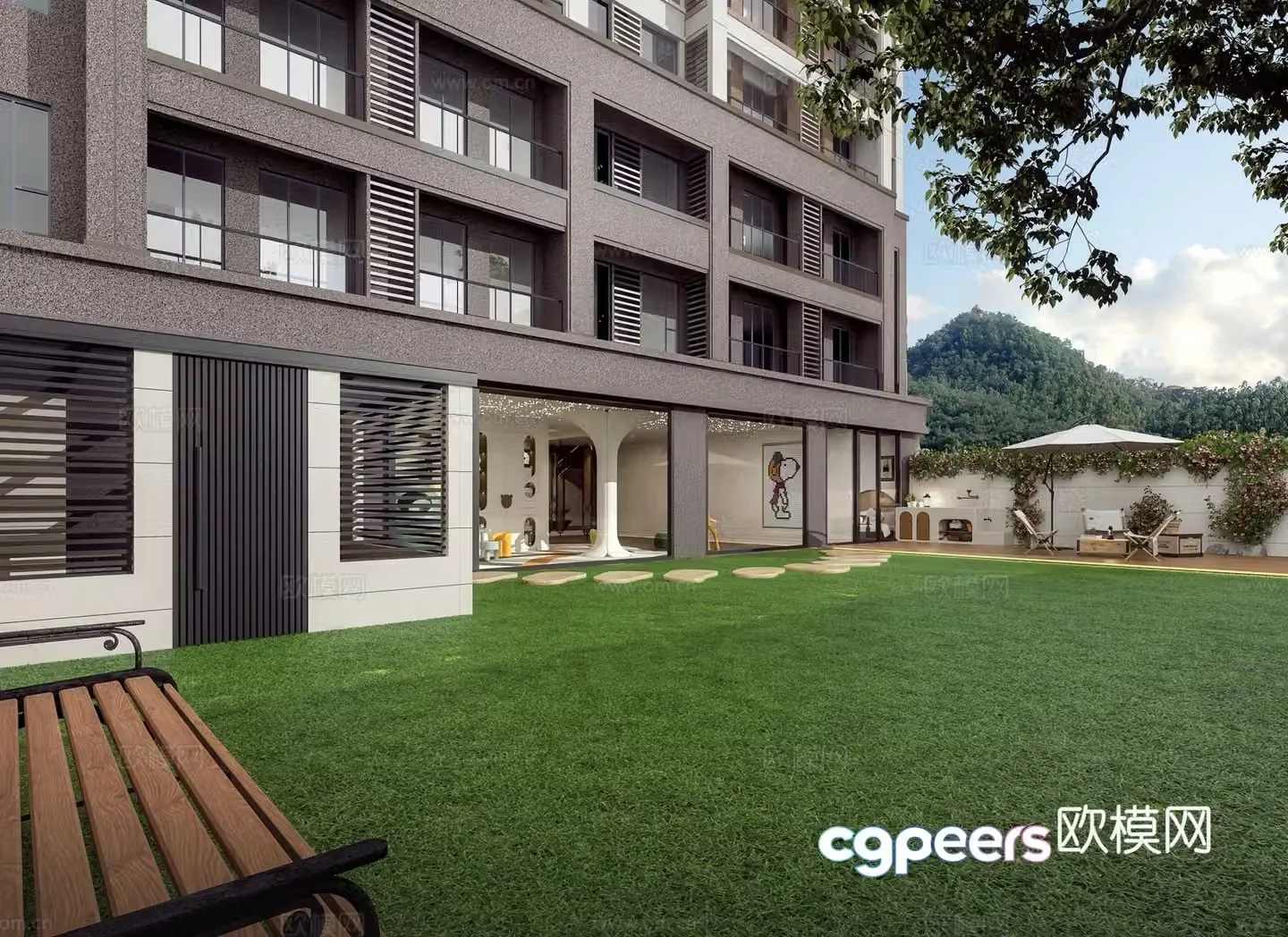 Modern garden 3d model