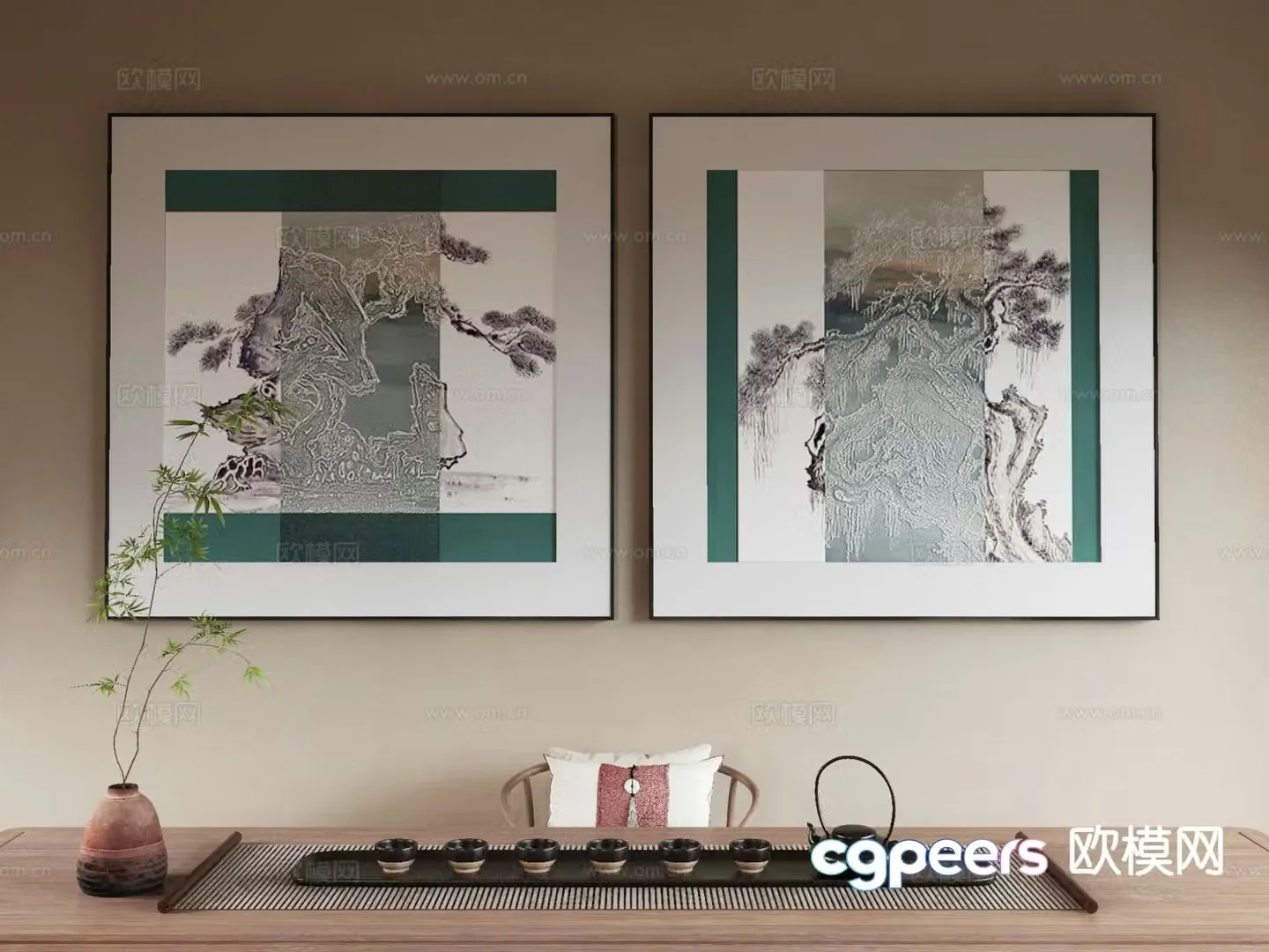 New Chinese style decorative painting 3d model