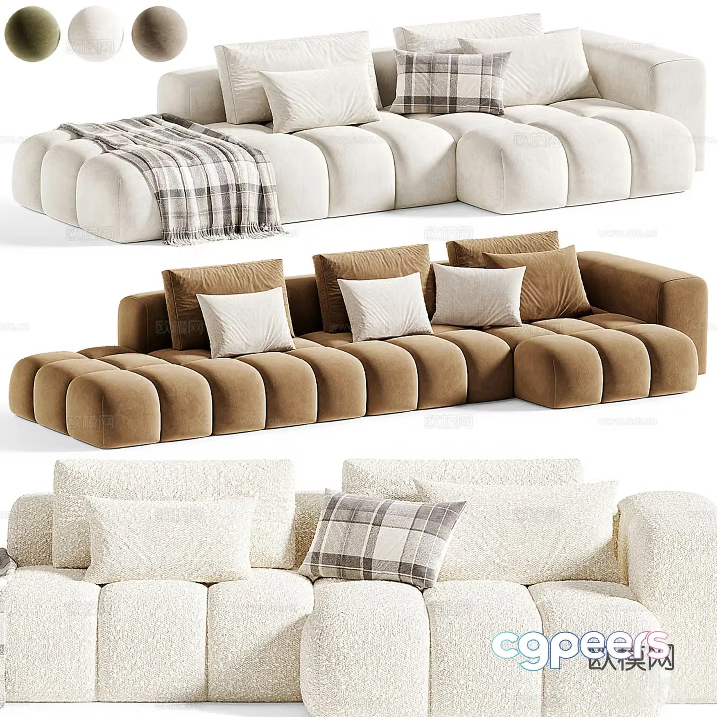 Italian multi-person sofa corner sofa 3d model