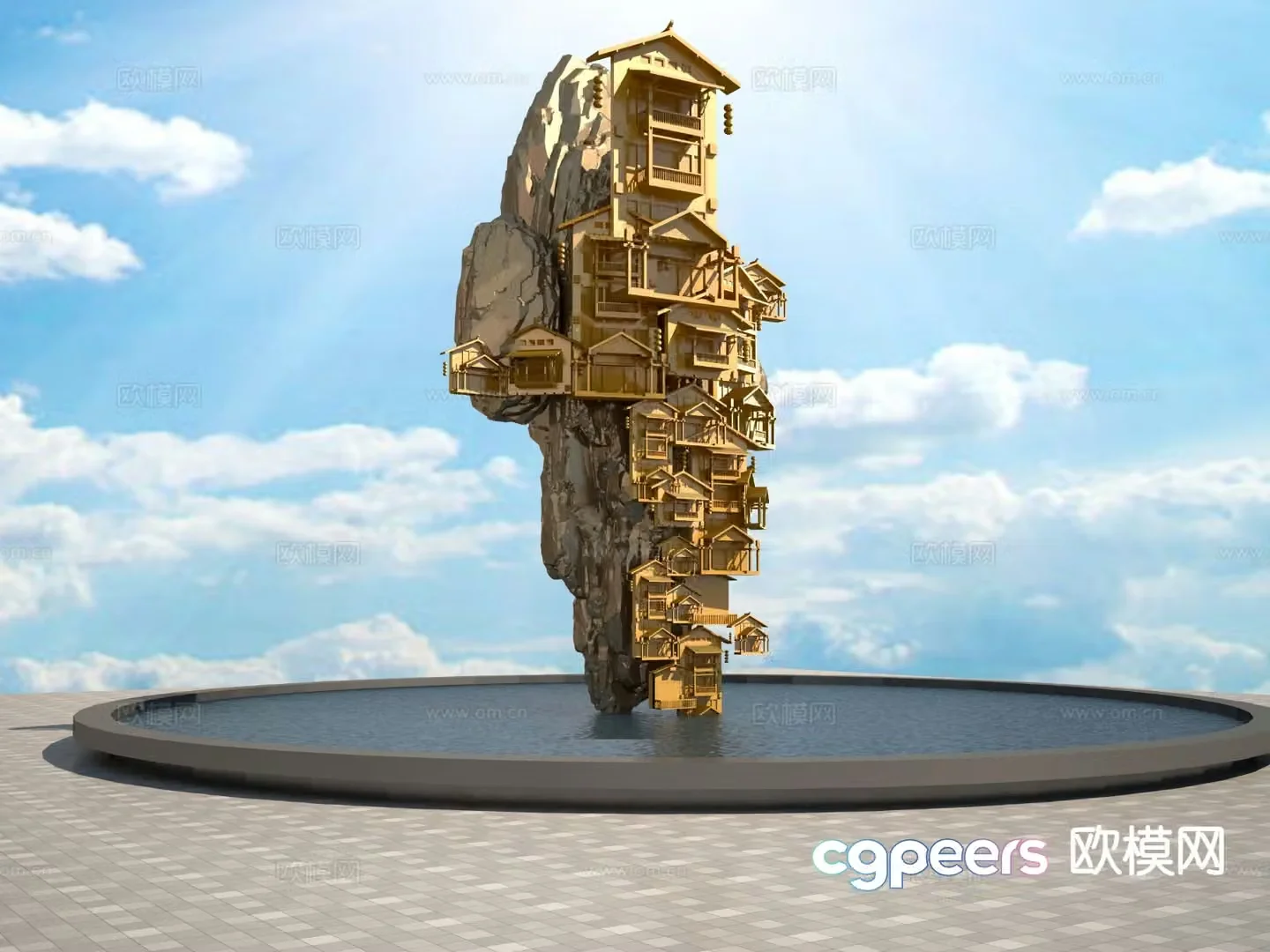 Diaojiaolou sculpture landscape sculpture 3D model