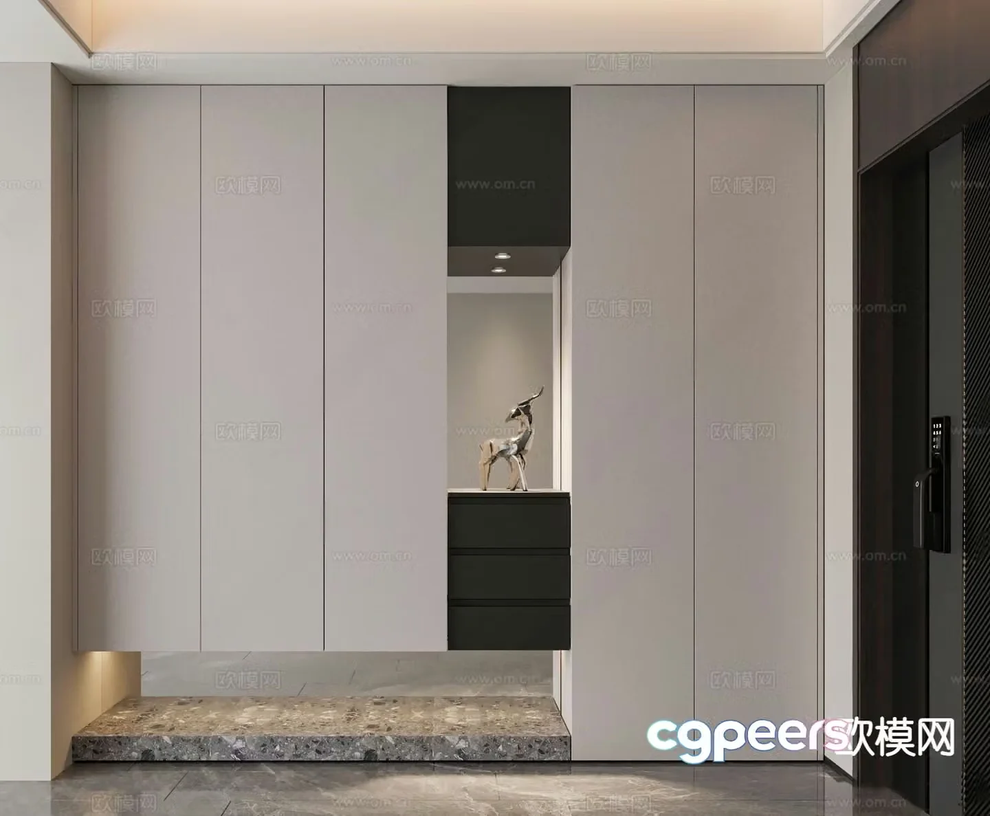 Modern home entrance shoe cabinet 3D model