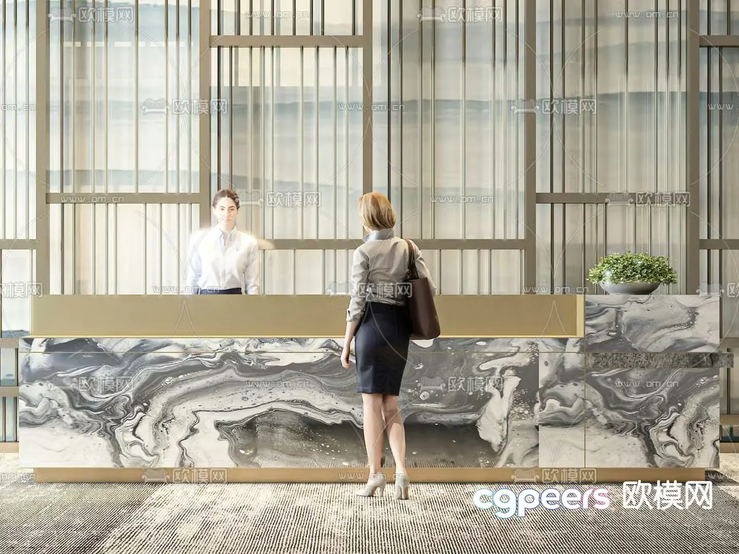 Reception desk service front desk 3d model