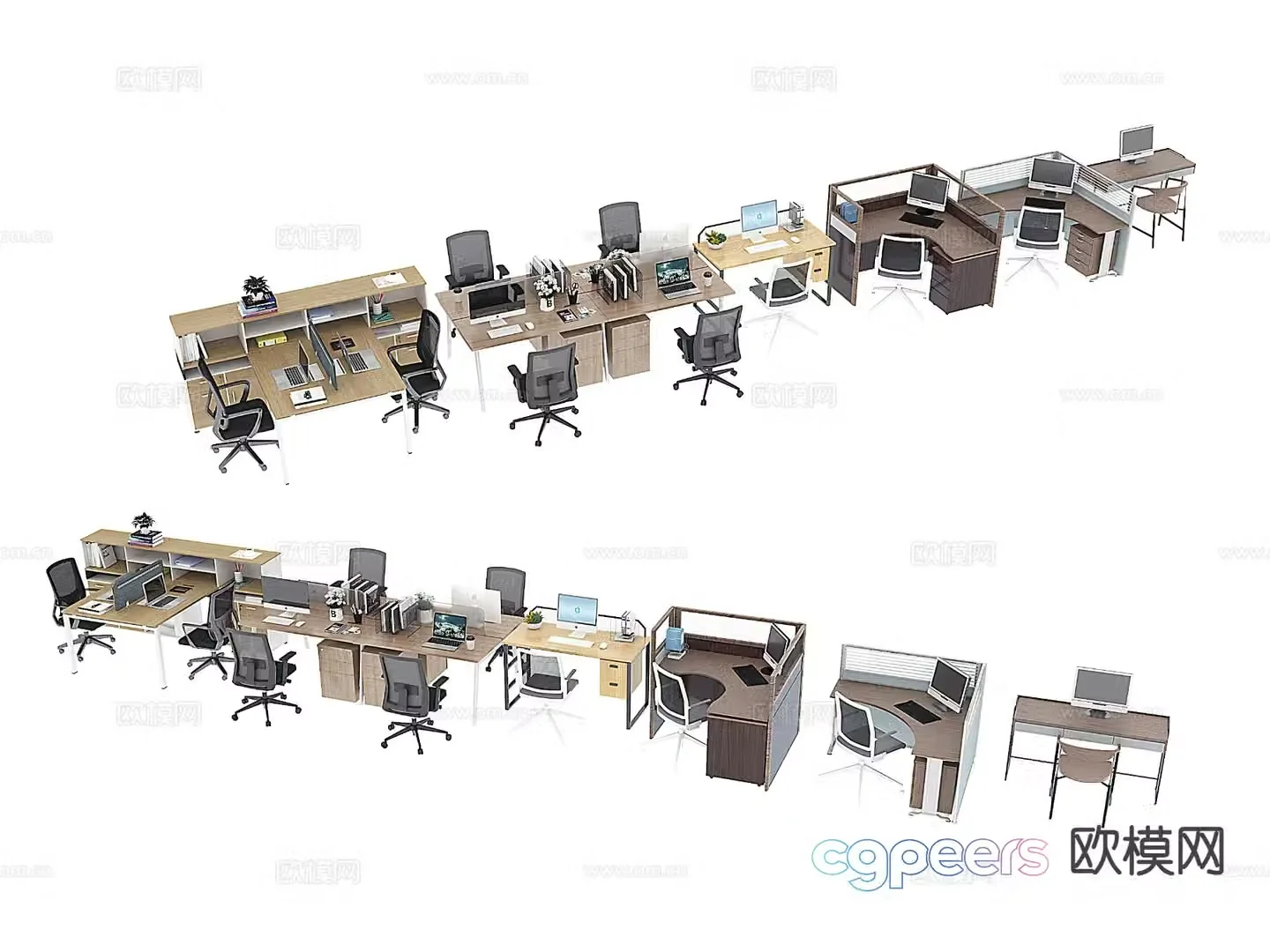 Card space office desk staff desk office desk 3d model