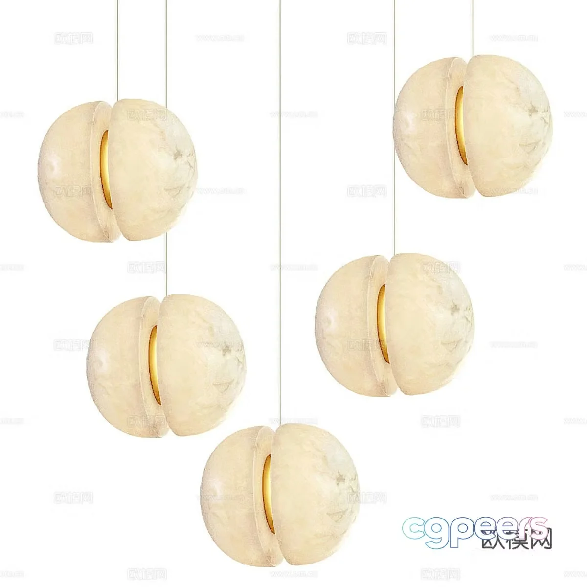 Modern translucent stone chandelier 3d model