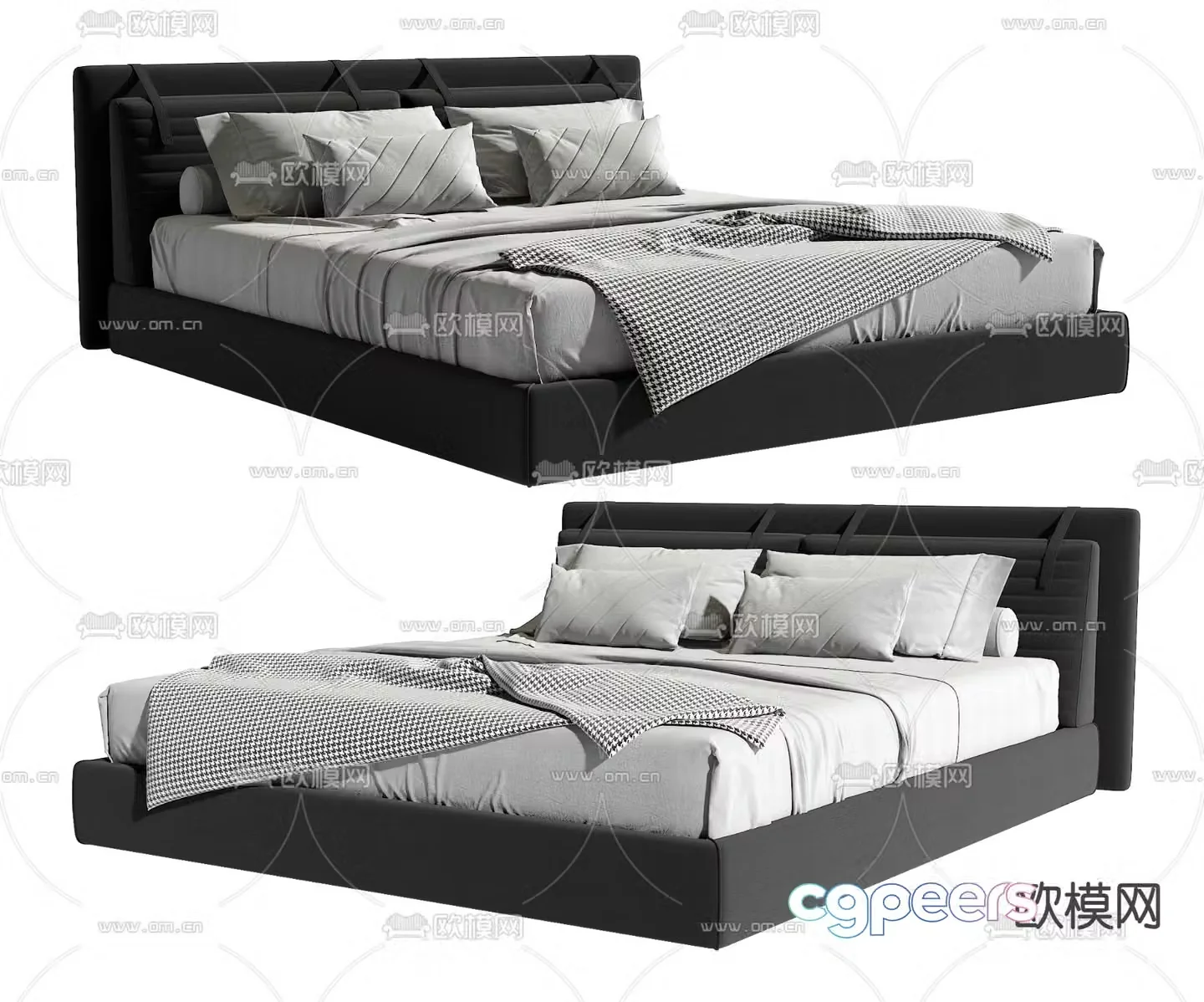 Modern double bed 3d model