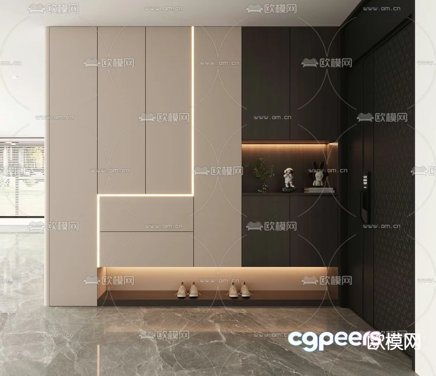 Modern porch cabinet shoe cabinet 3d model