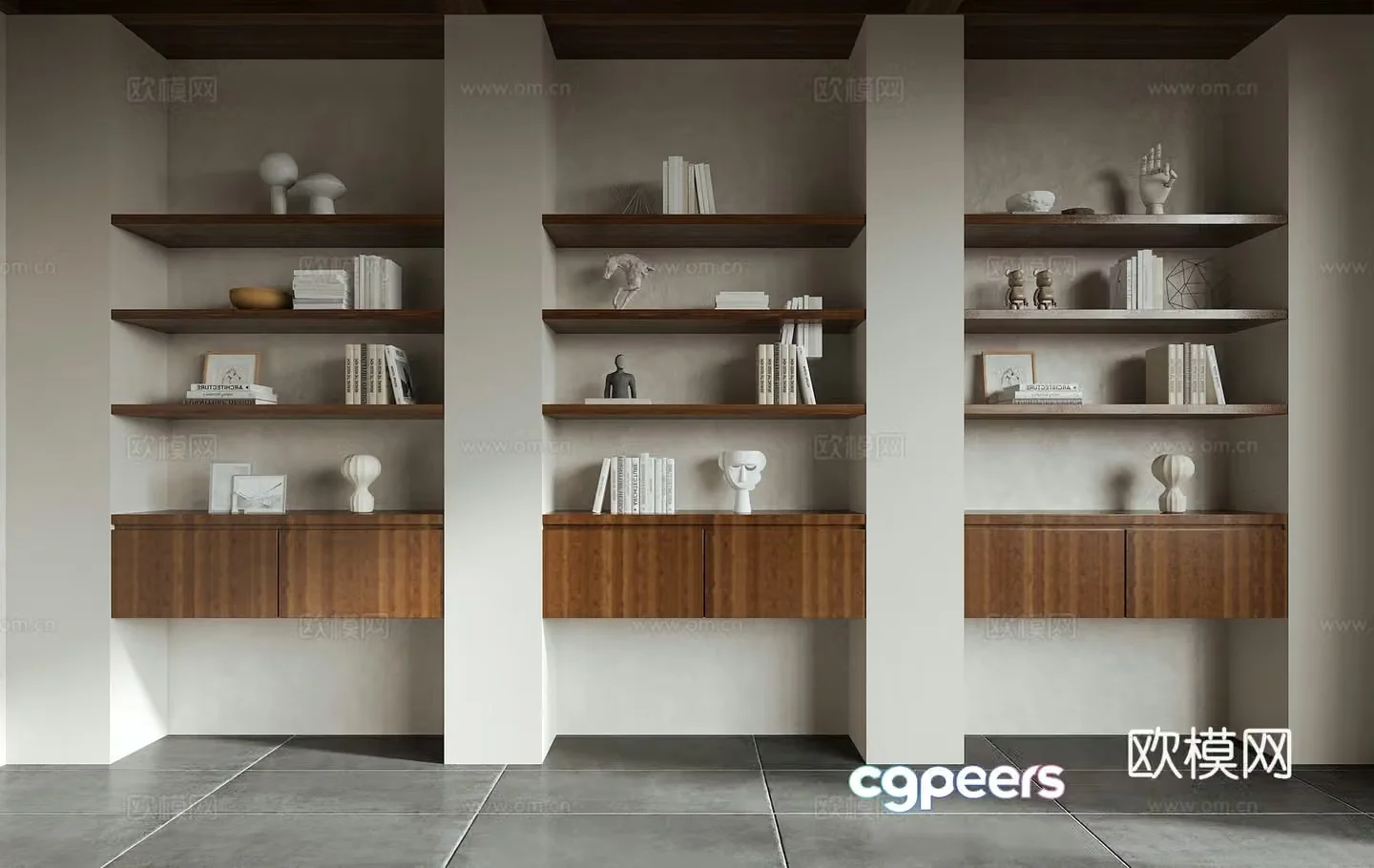 Modern decorative cabinet Bookcase Bookshelf Book ornaments 3D model