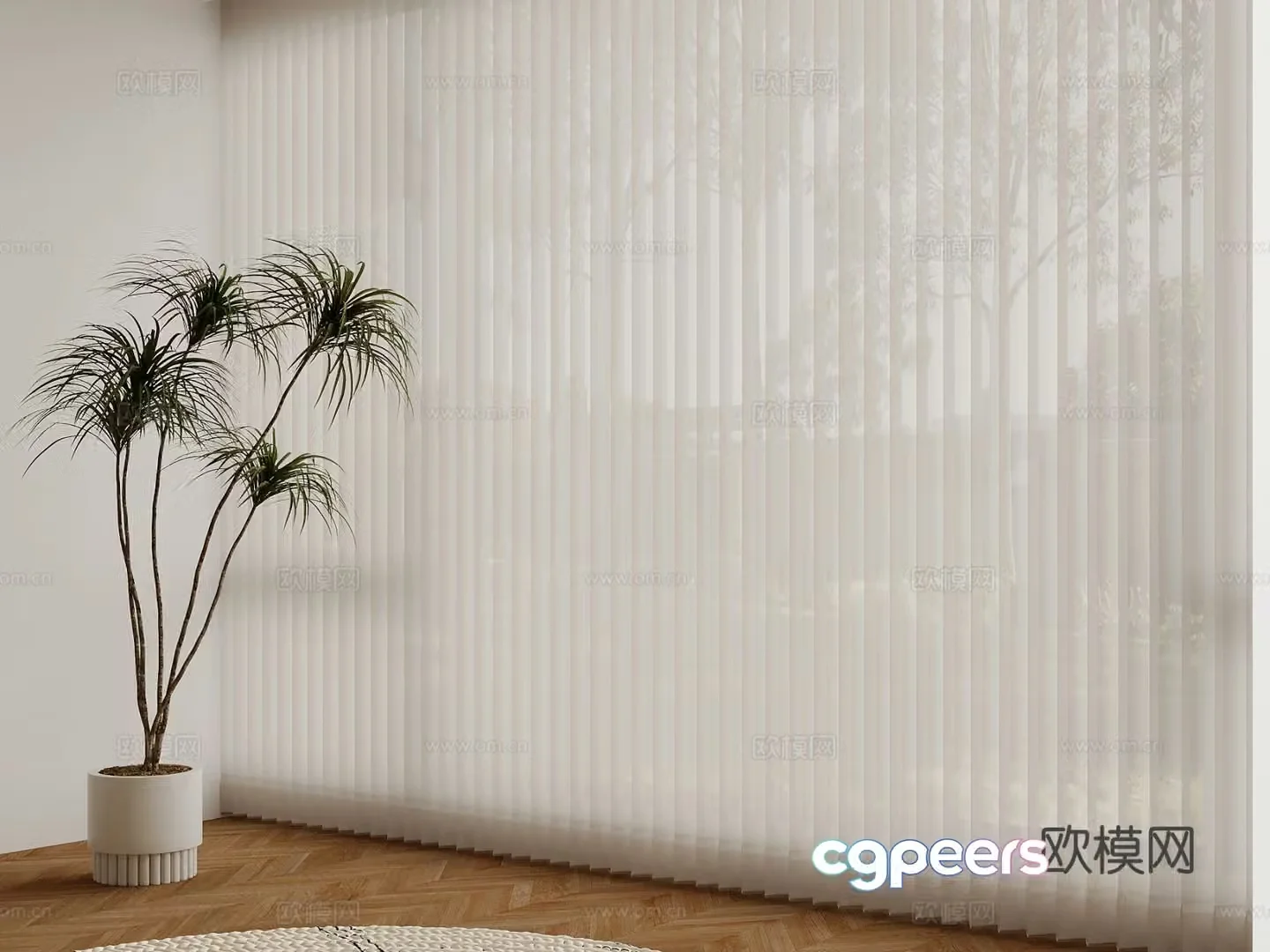 Modern Curtains Fantasy Curtains Venetian Blinds 3d model