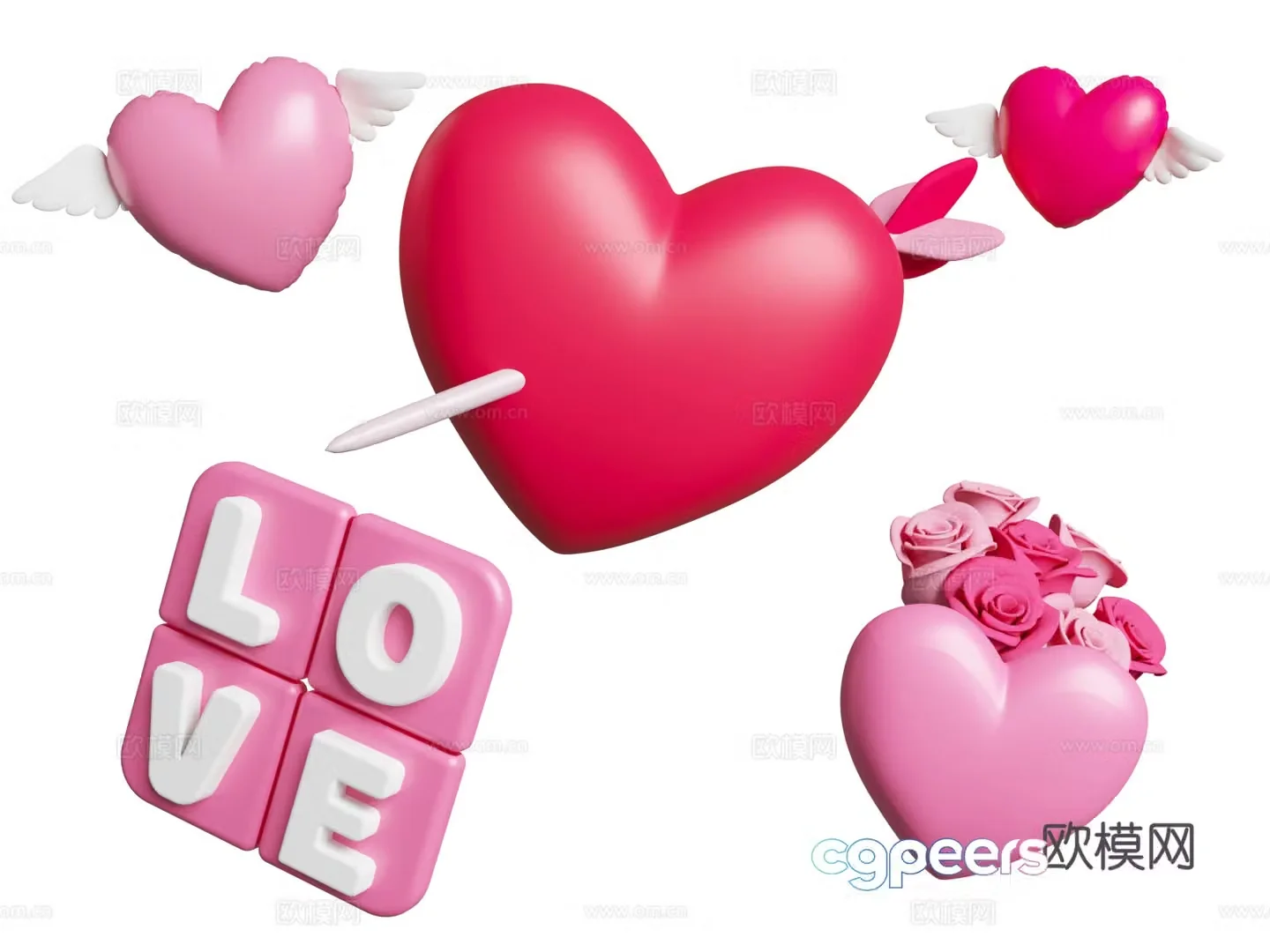 Valentine’s Day scene cartoon love beauty 3d model