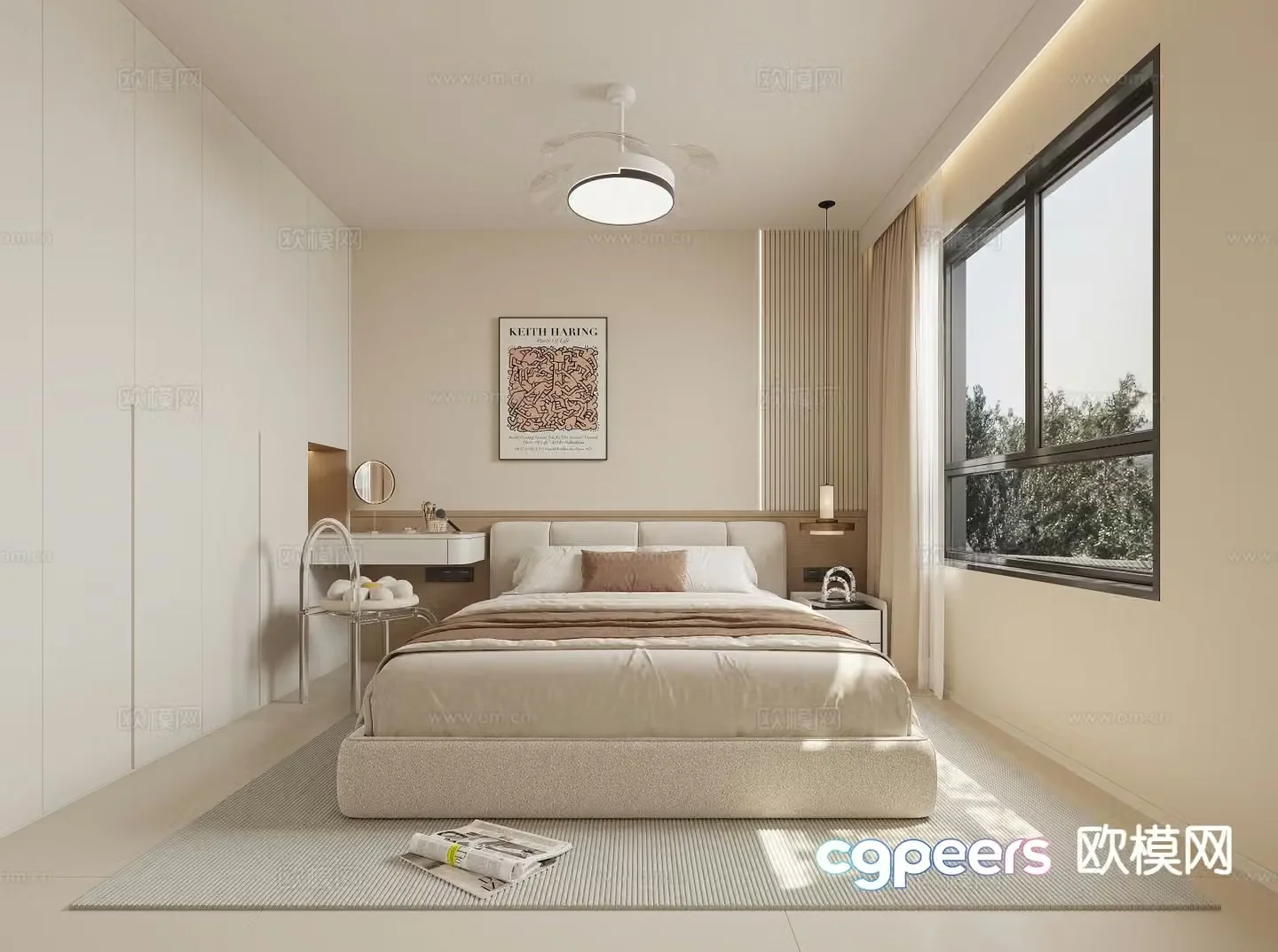 Cream style bedroom second bedroom 3D model