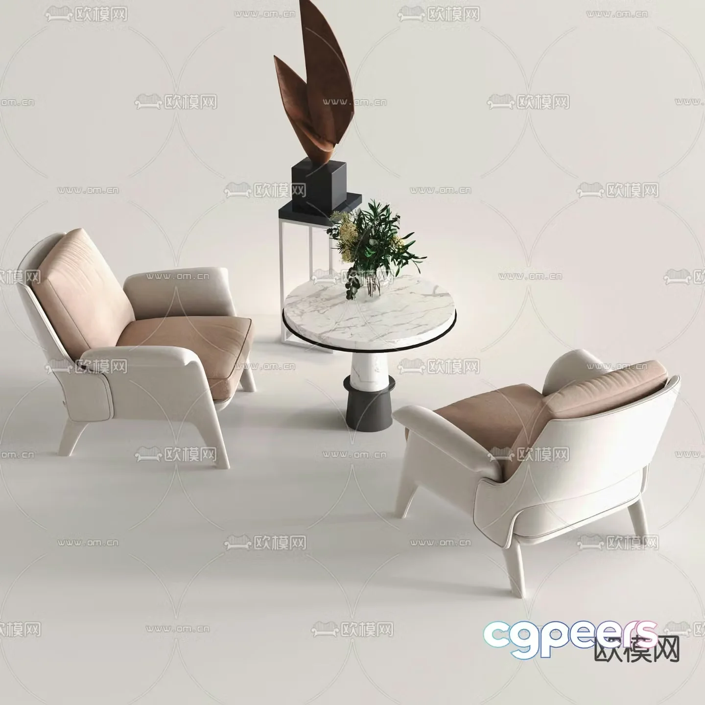 Modern leisure chair negotiation table 3d model