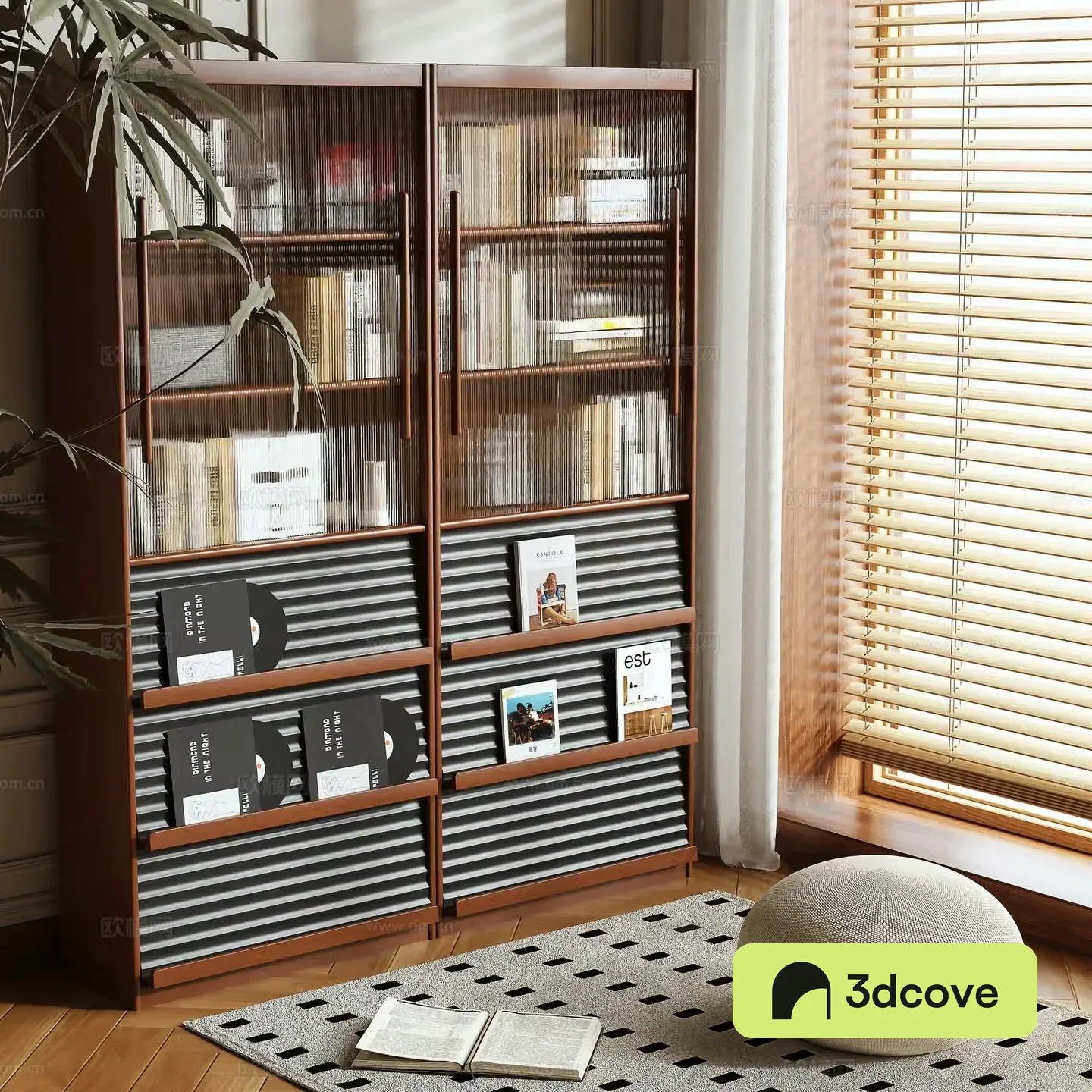Medieval style bookcase magazine cabinet