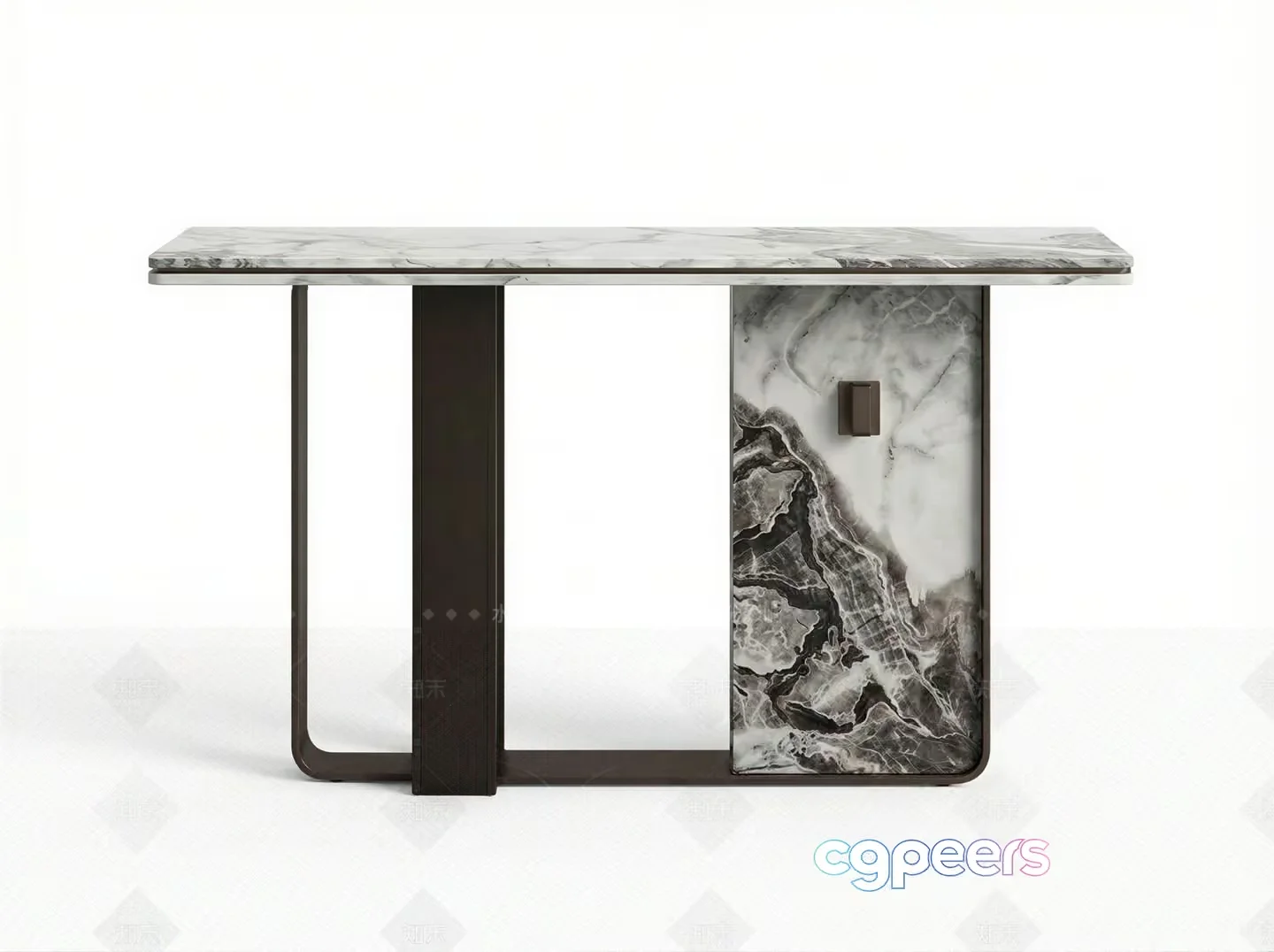 A Marble Table With A Metal Base 3D Model – 11692 – VRAY Render