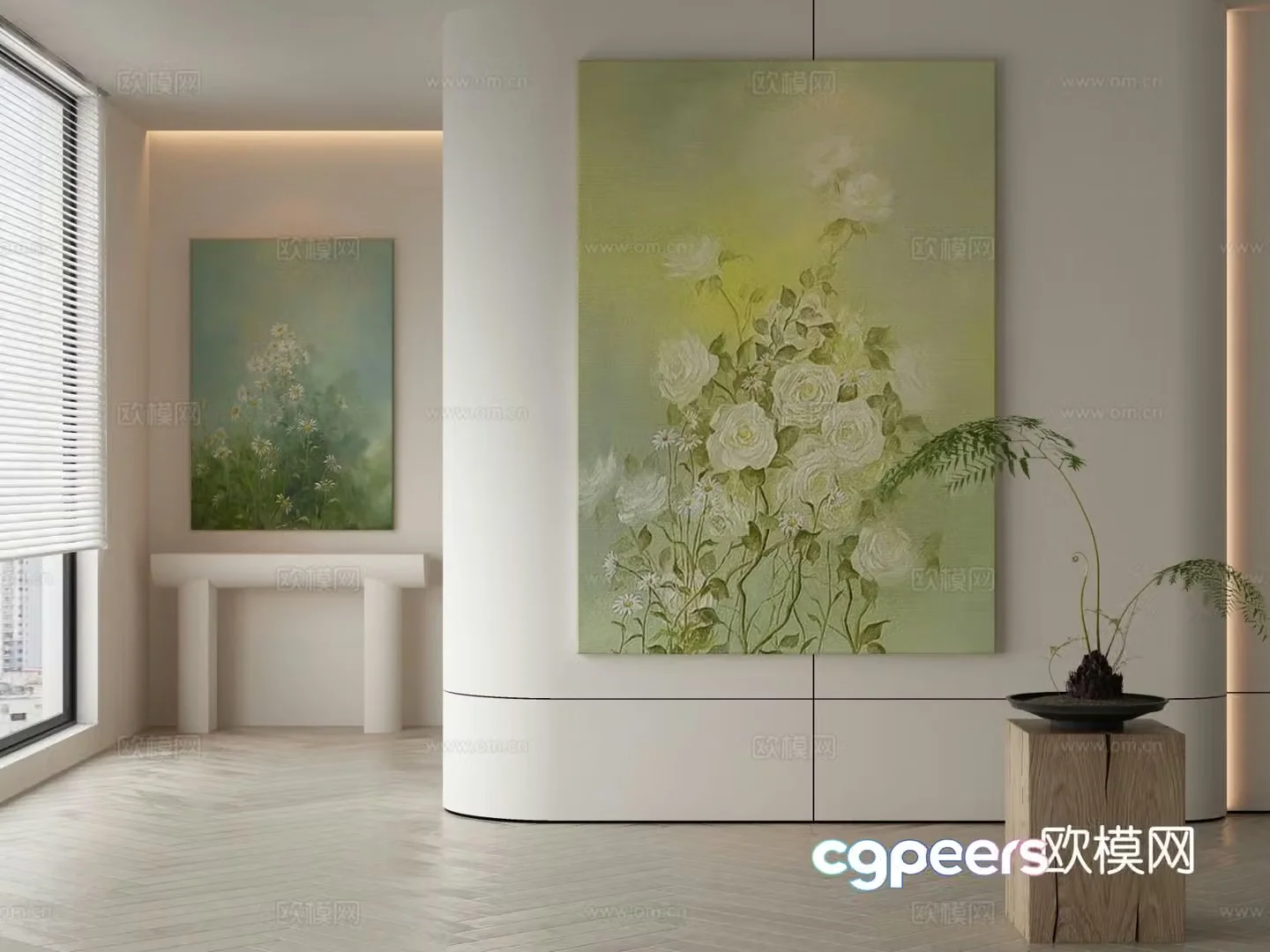 Modern flower painting decorative painting 3d model