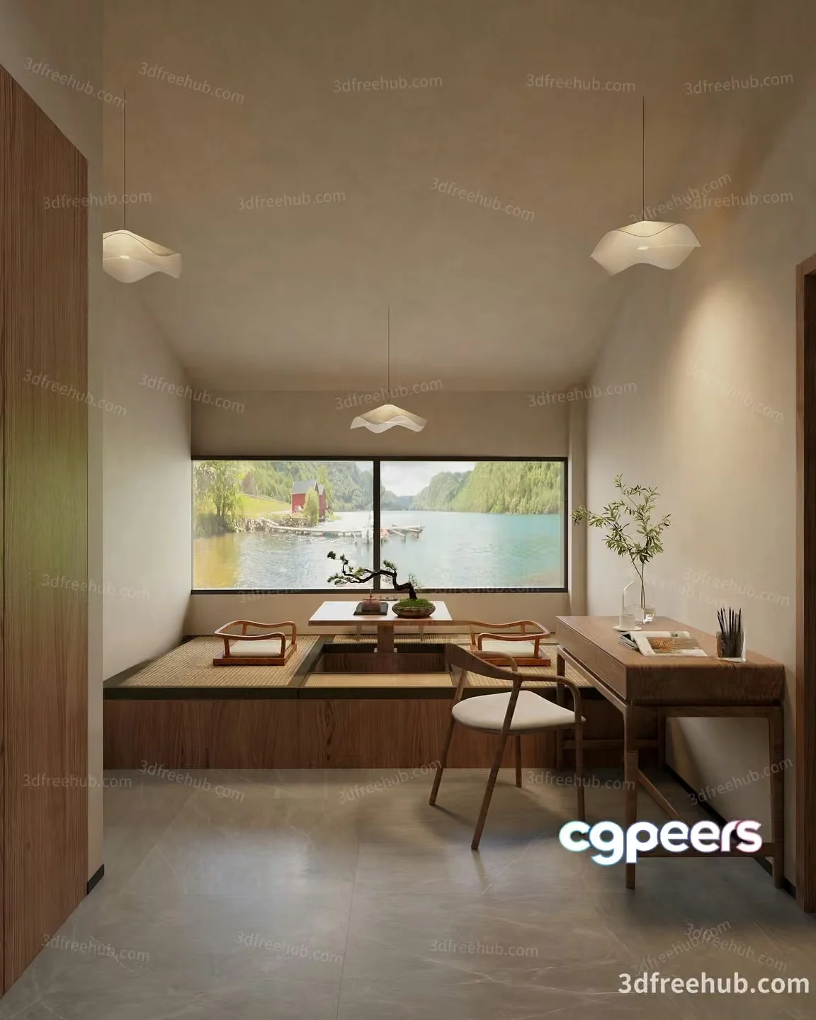 Modern Japanese-Style Office 3D Model – 22051 – VRAY Render