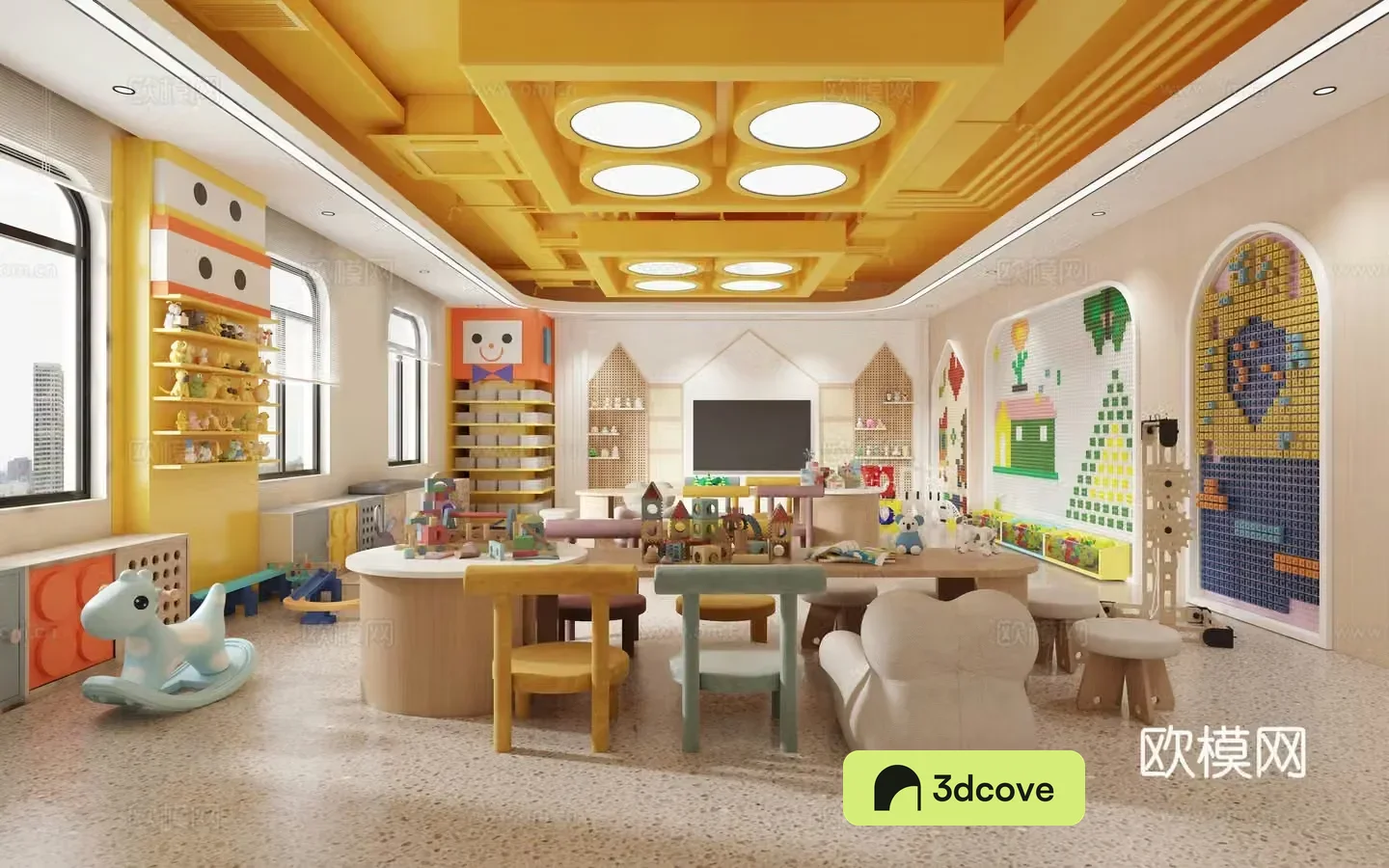 Kindergarten Lego Construction Room Lego Wall Tetris Kindergarten Recreation Room Lego Construction