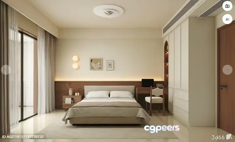 Cozy Bedroom 3D Model – 14606 – VRAY Render