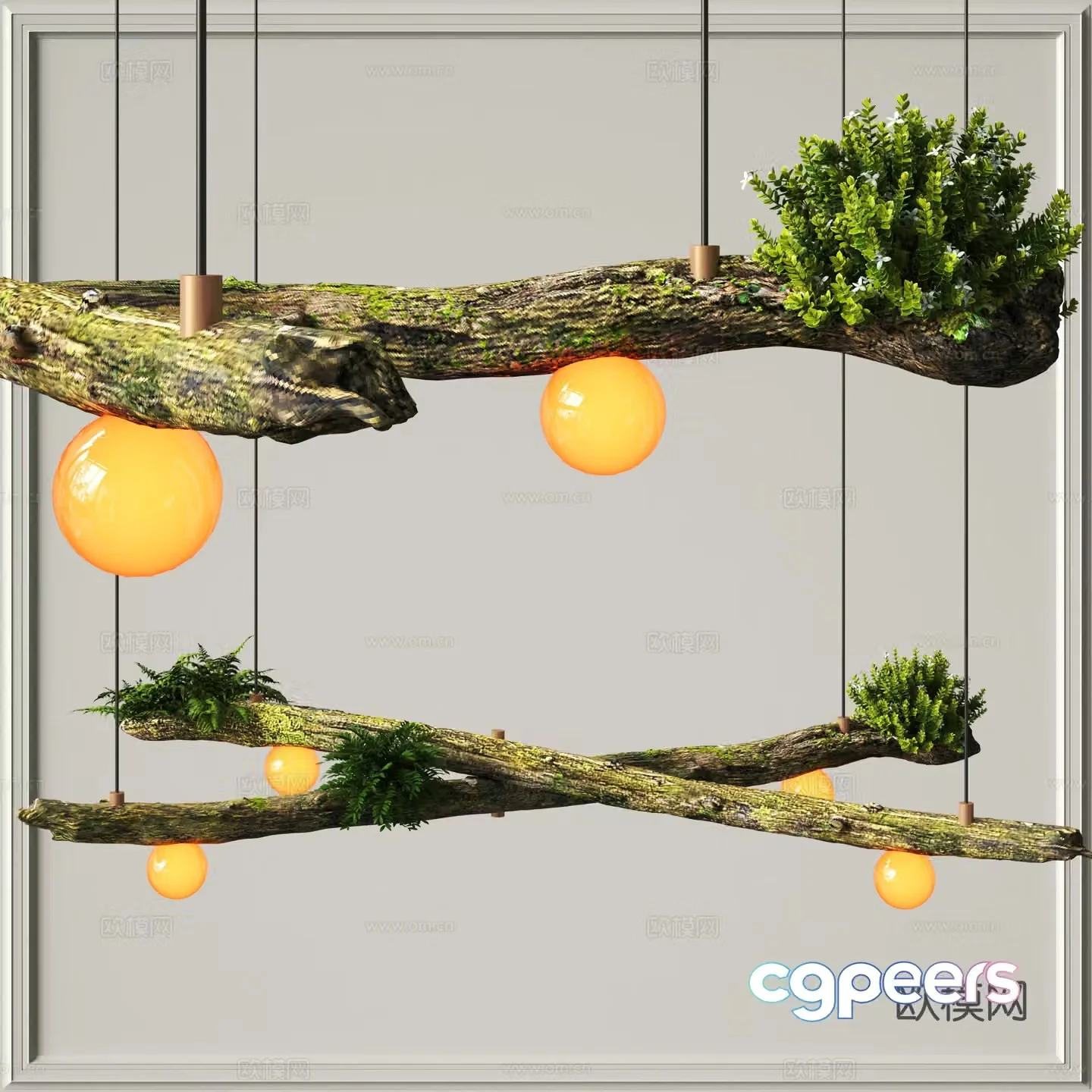 Wabi-sabi chandelier dead wood chandelier 3d model