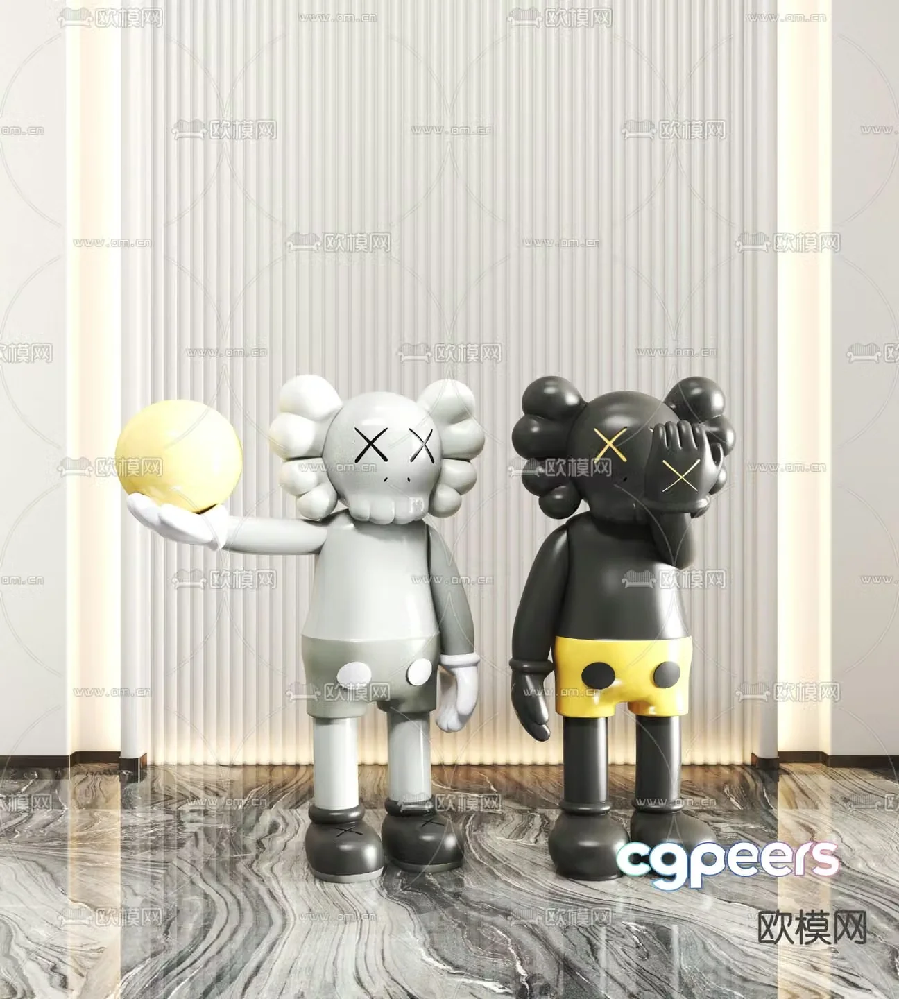 Modern Kaws trendy sculpture 3d model