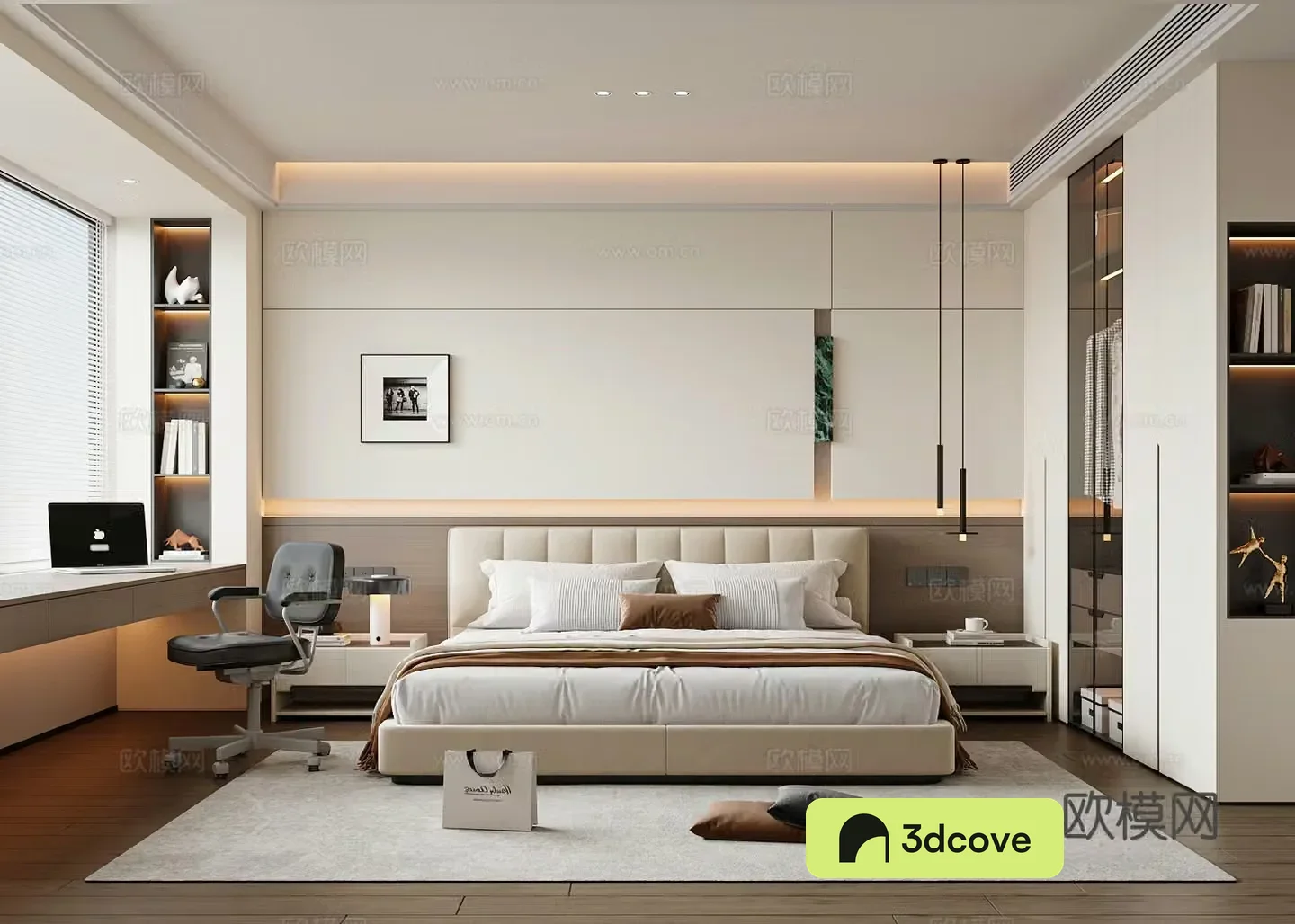 Modern Italian bedroom Double bed nightstand