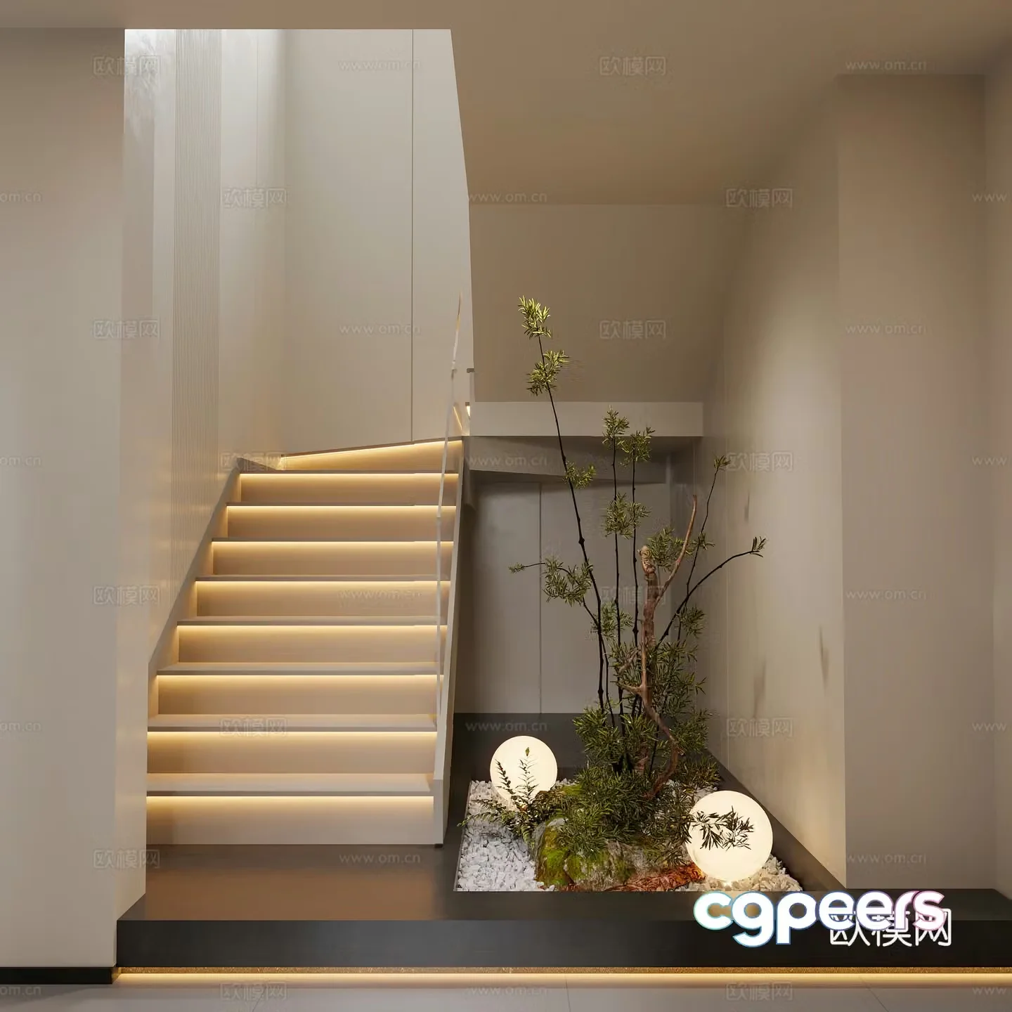 Stairwell Landscape Plant Pile 3D Model