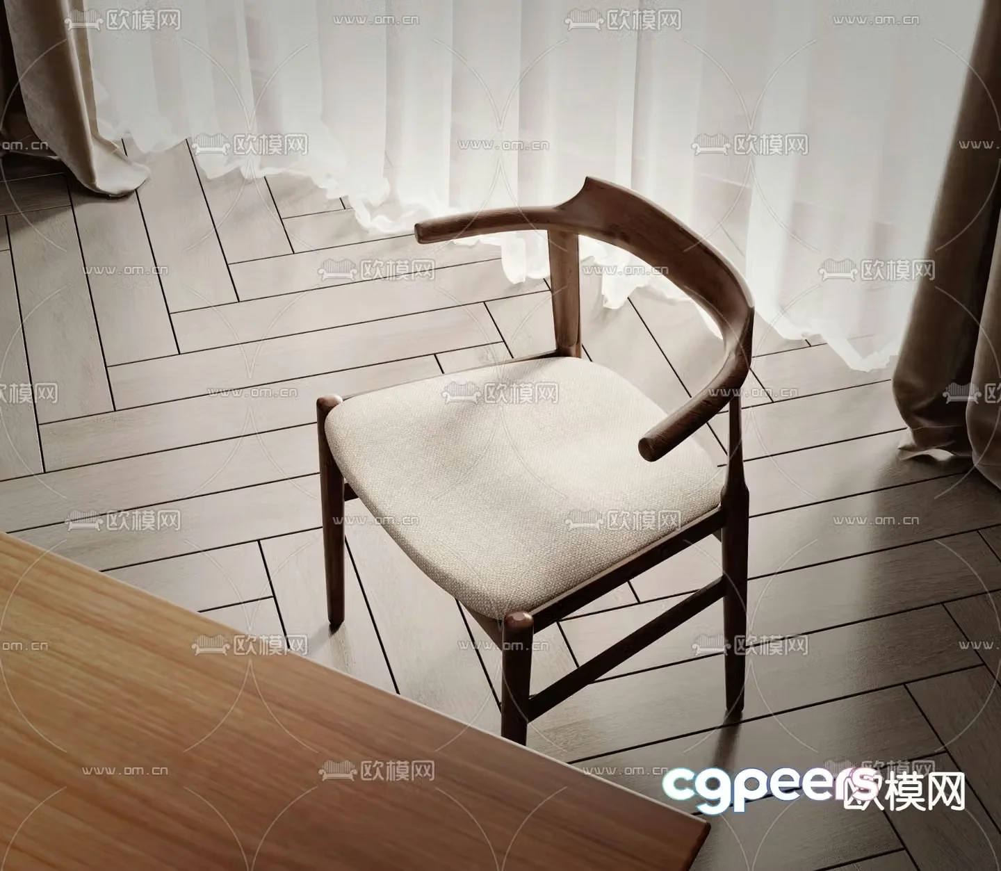Wabi-sabi style leisure chair 3d model