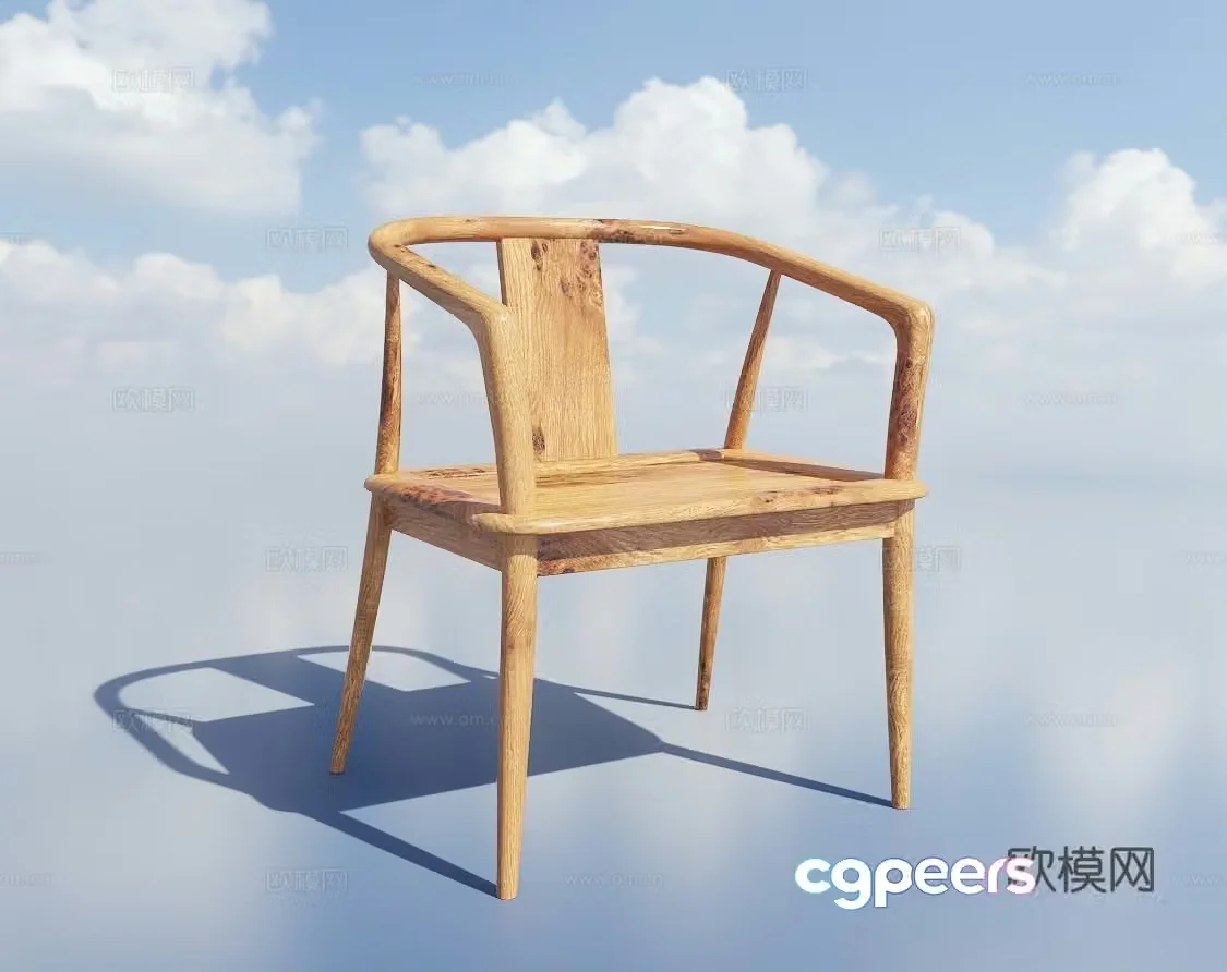 New Chinese style chair dining chair solid wood chair 3d model