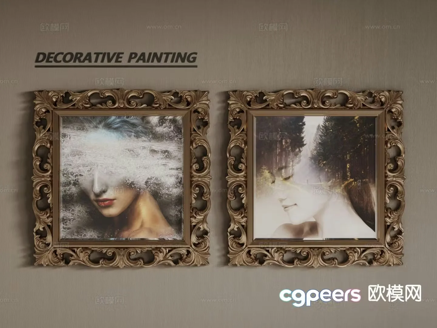 European decorative painting frame painting figure painting 3d model