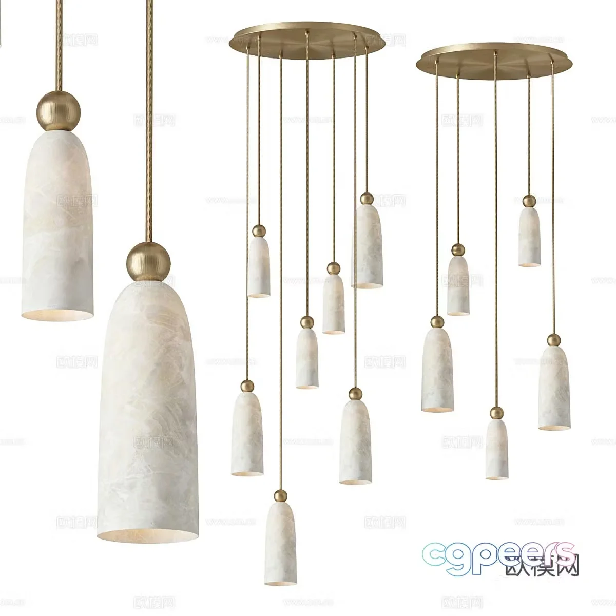 New Chinese style light luxury decorative chandelier 3D model