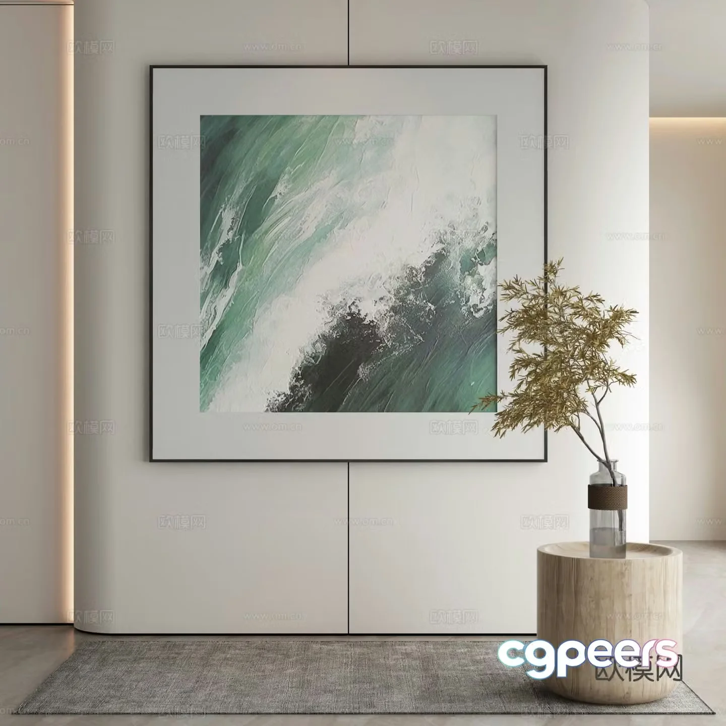 Modern texture painting decorative painting 3d model