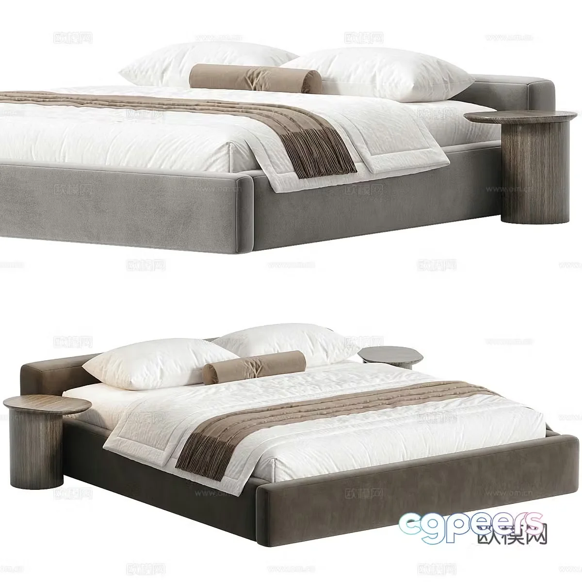 Modern Italian fabric double bed 3D model