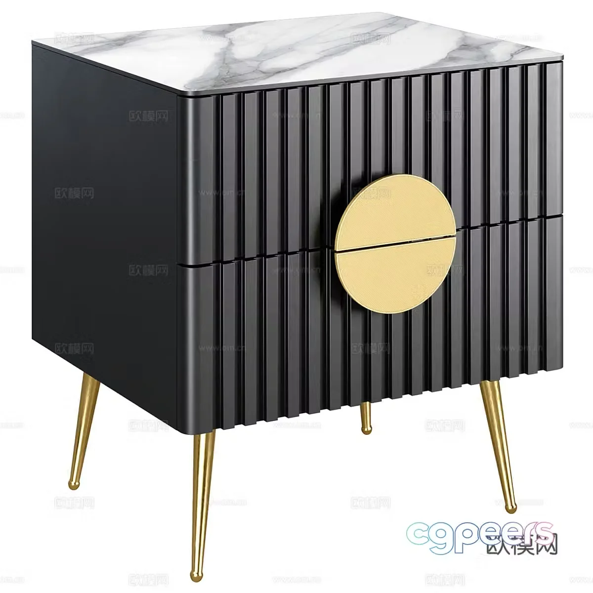 New Chinese style light luxury bedside table 3D model