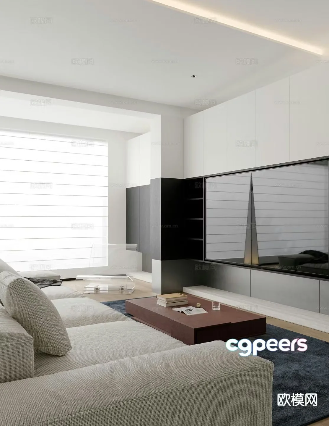 Modern living room TV wall 3d model