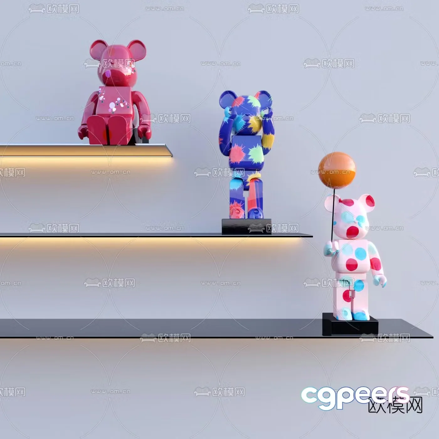 Modern violent bear doll toy 3d model