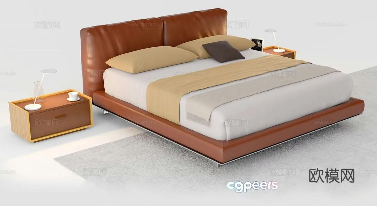 Modern double bed 3d model