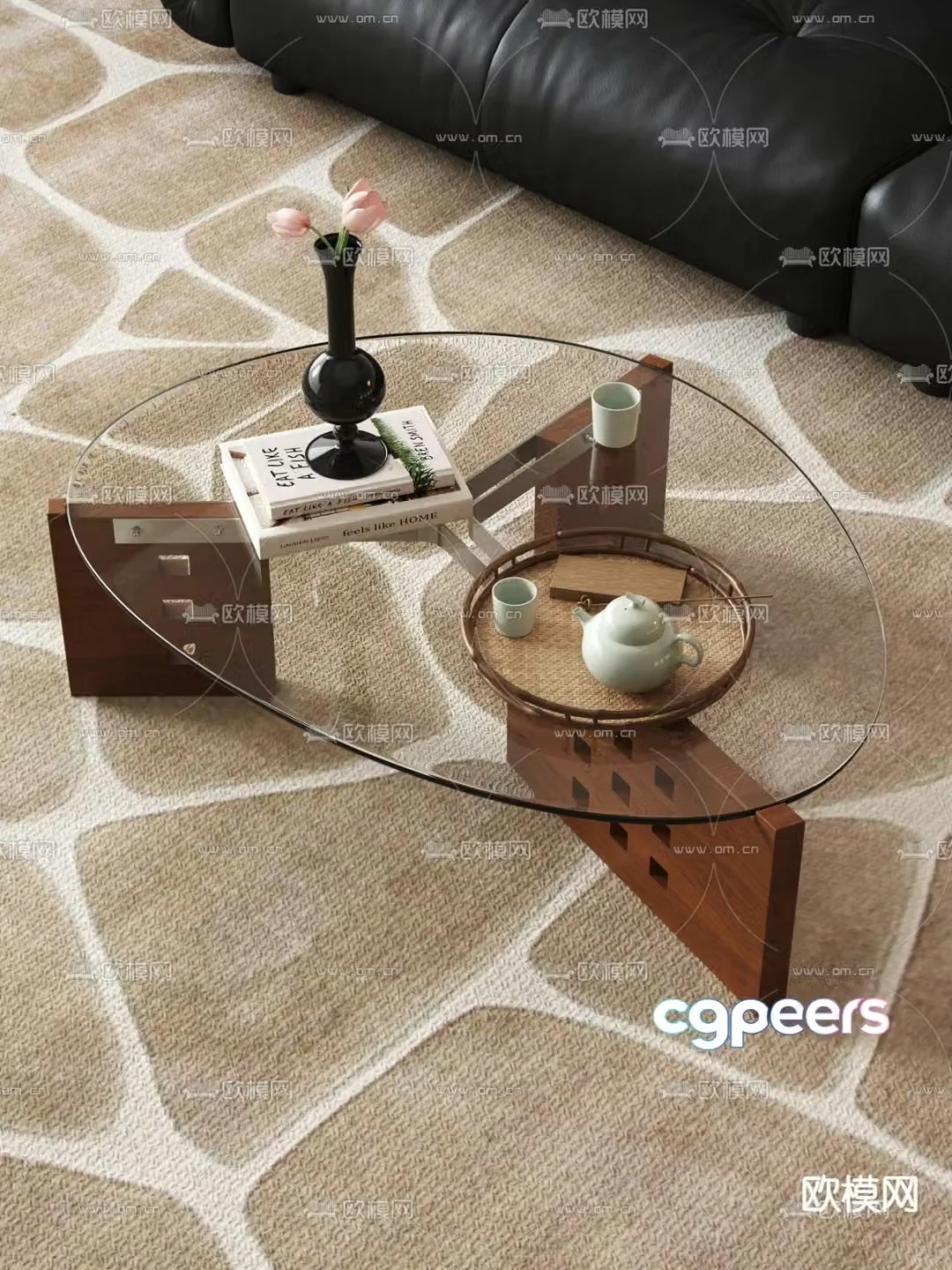 Modern glass coffee table 3d model