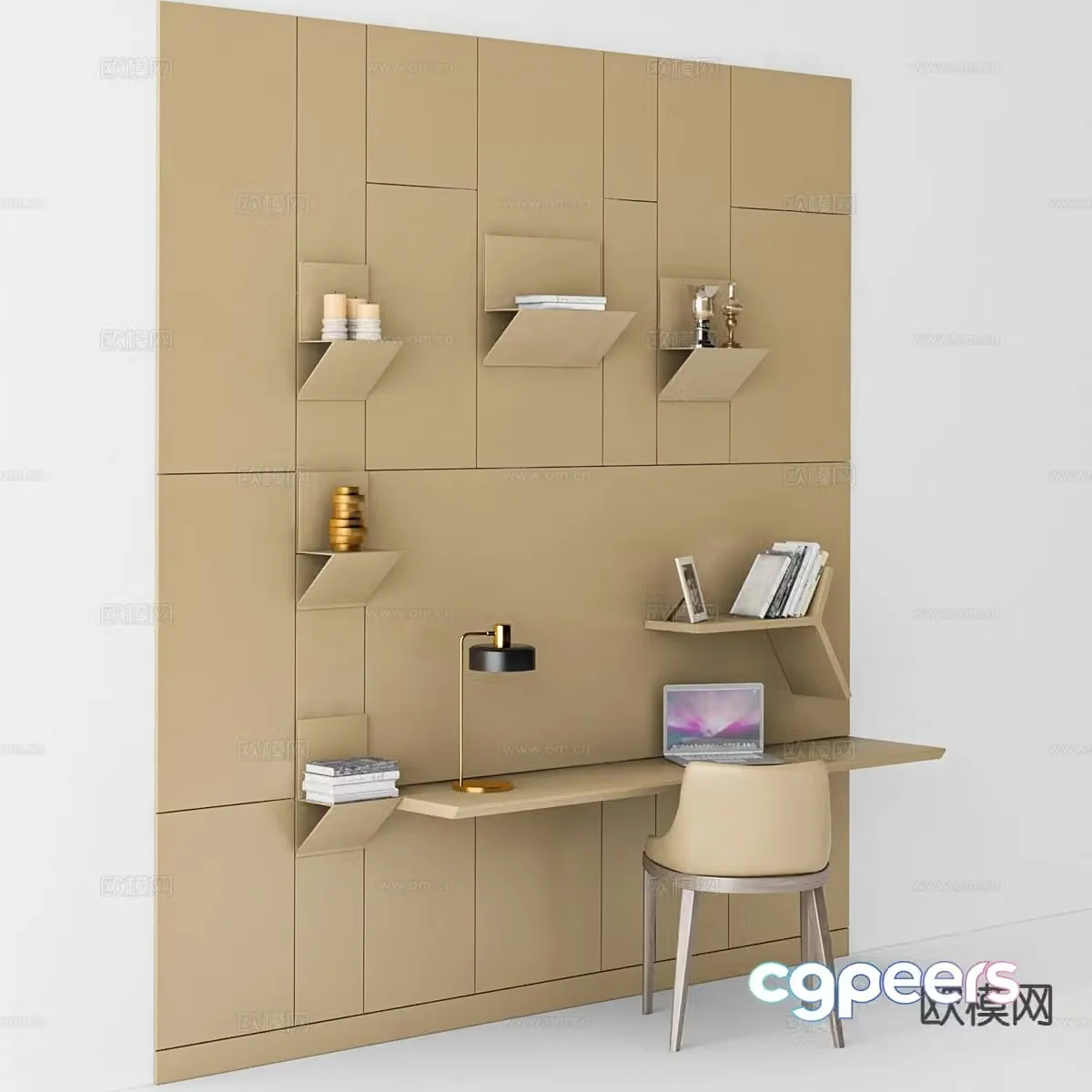 Modern desk writing desk computer desk 3d model