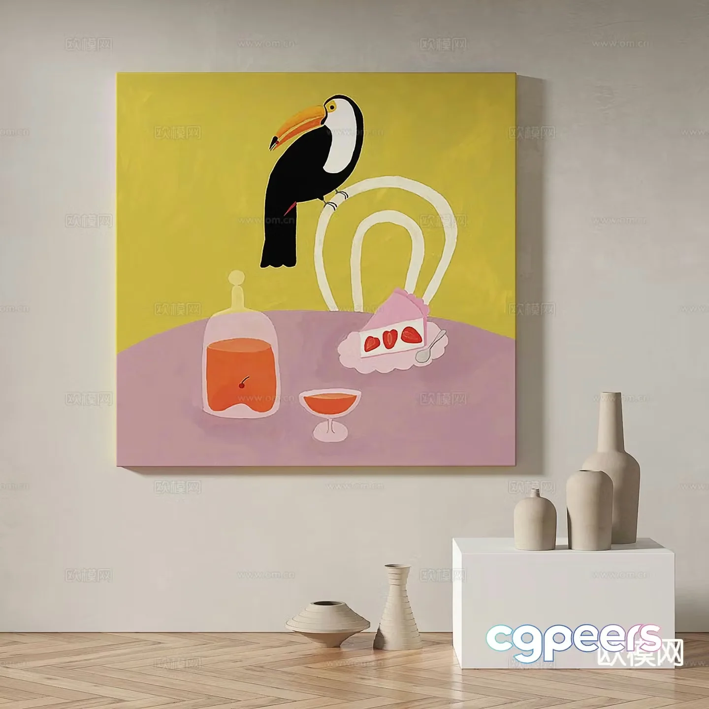 Modern art painting decorative painting 3d model