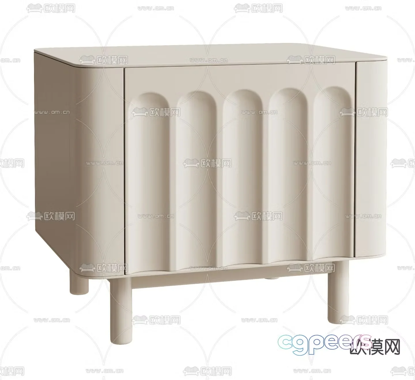 Cream style bedside table 3d model