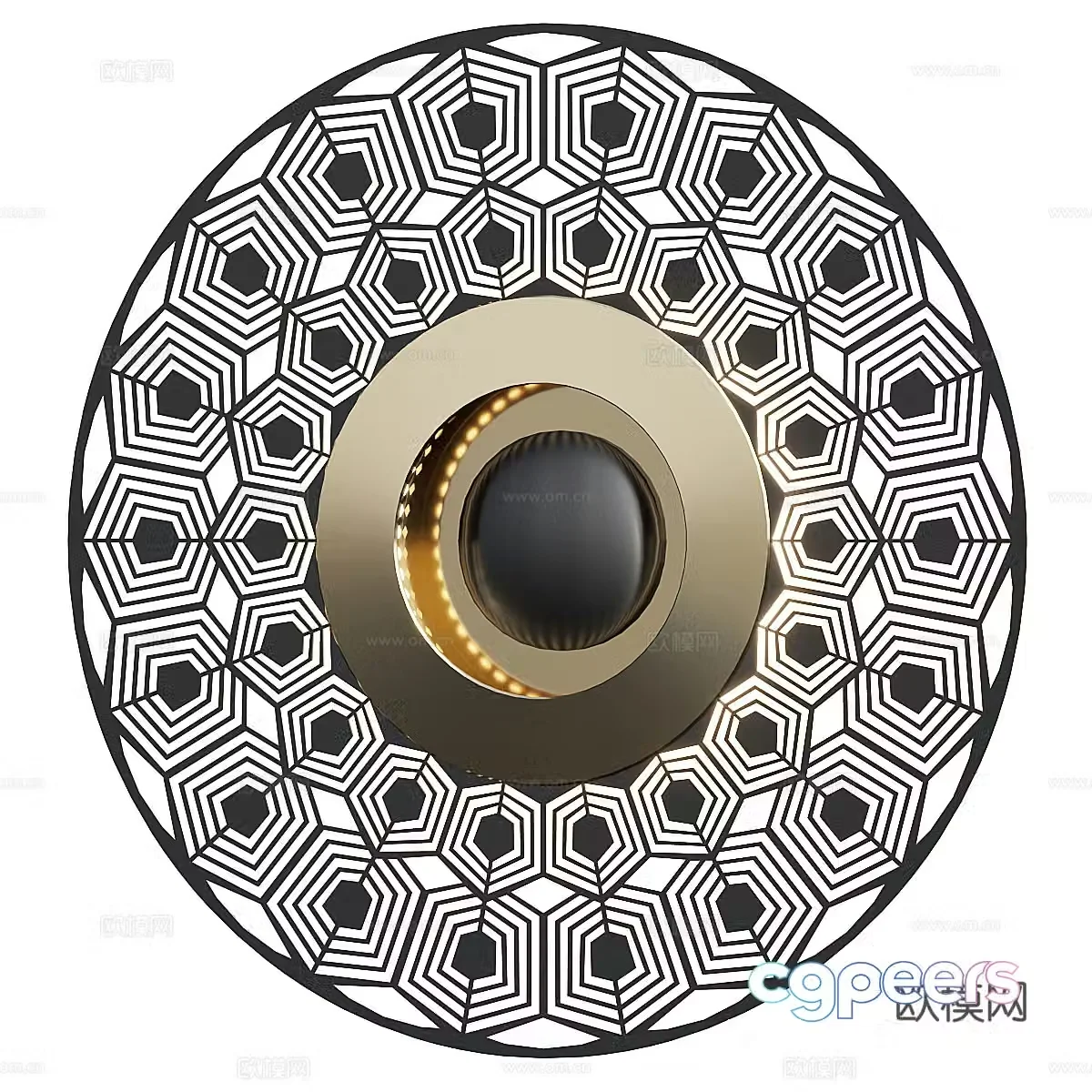 New Chinese style wall decoration disc metal wall lamp 3D model