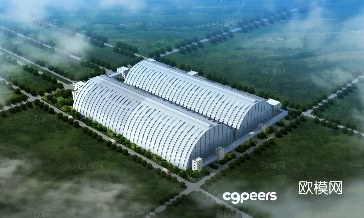 A bird’s eye view of the coal shed plant 3D model